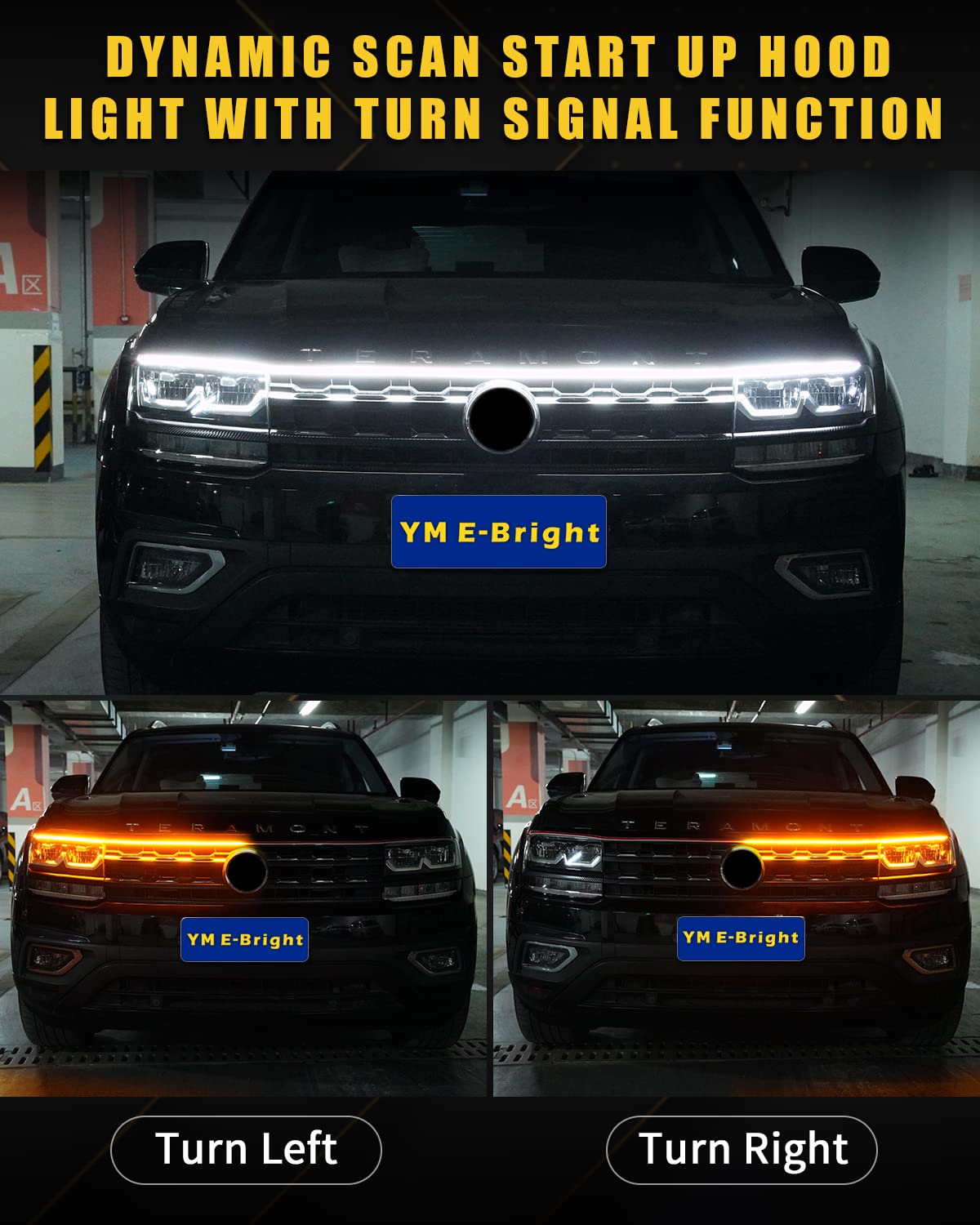 Dynamic Scan Start Up Hood Light Strip Sequential Flowing Turn Signal Lights Flexible Drl Daytime Running Headlight Car Led Ligh