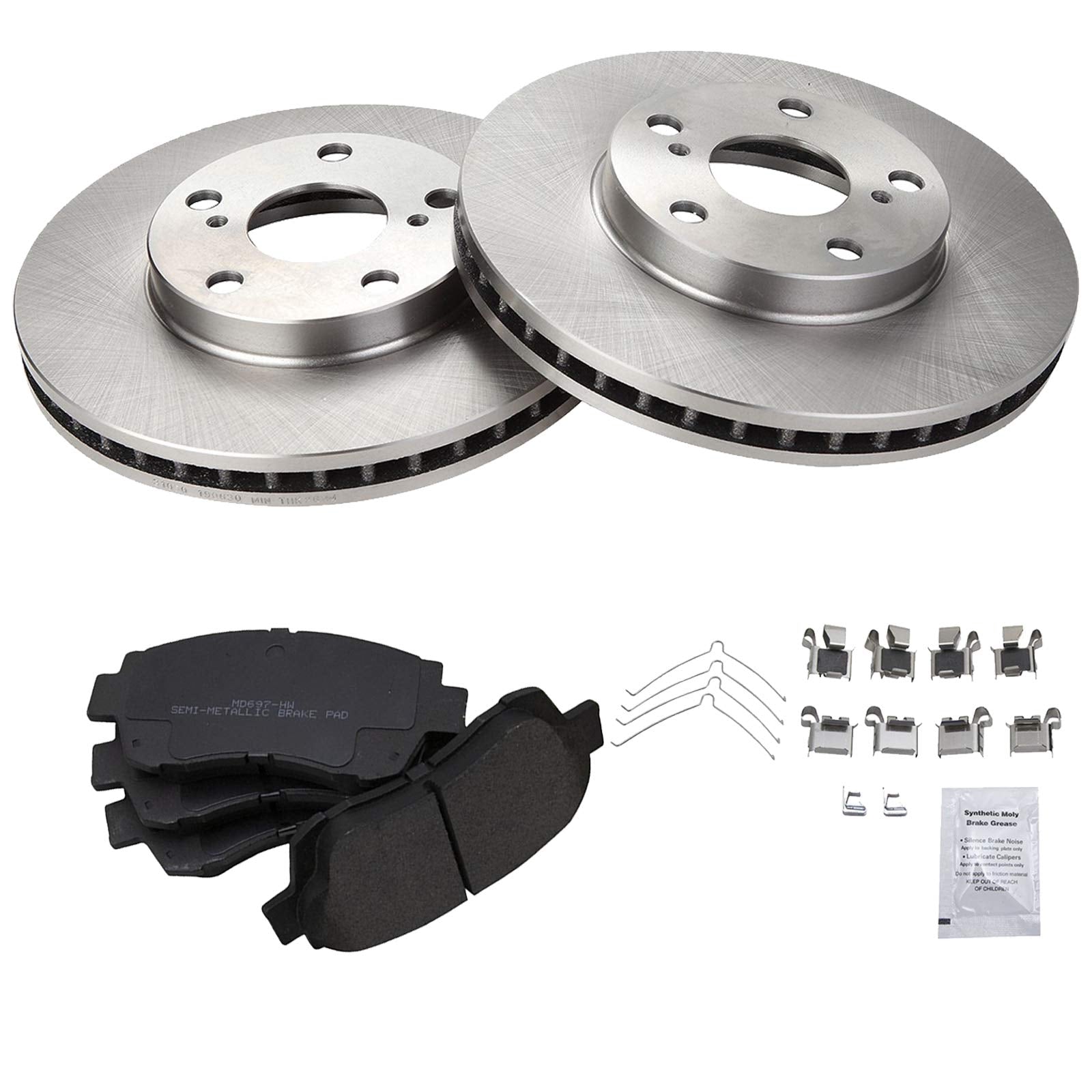 Trq Front Brake Pad & Rotor Kit Brake Pads Brake Rotor Semi-Metallic Compatible With 1995-1997 Toyota Avalon 1996-2001 Camry 199