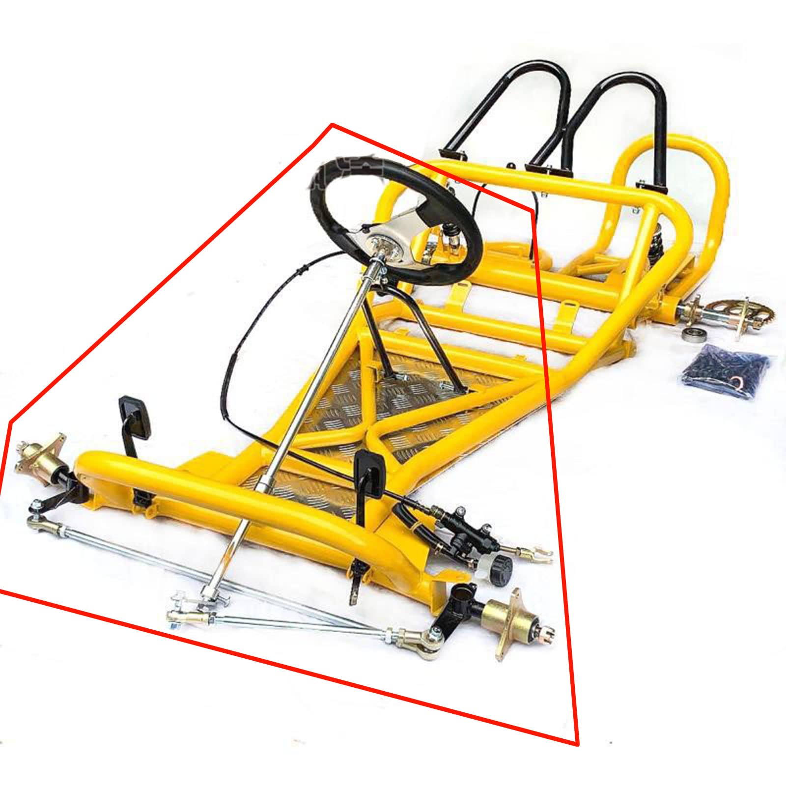 Chunille Front Axle Kit Front Steering Assy Tie Rod Wheels Go Kart Drift Ball Joint For 168Cc Atv Quad Go Kart Cart