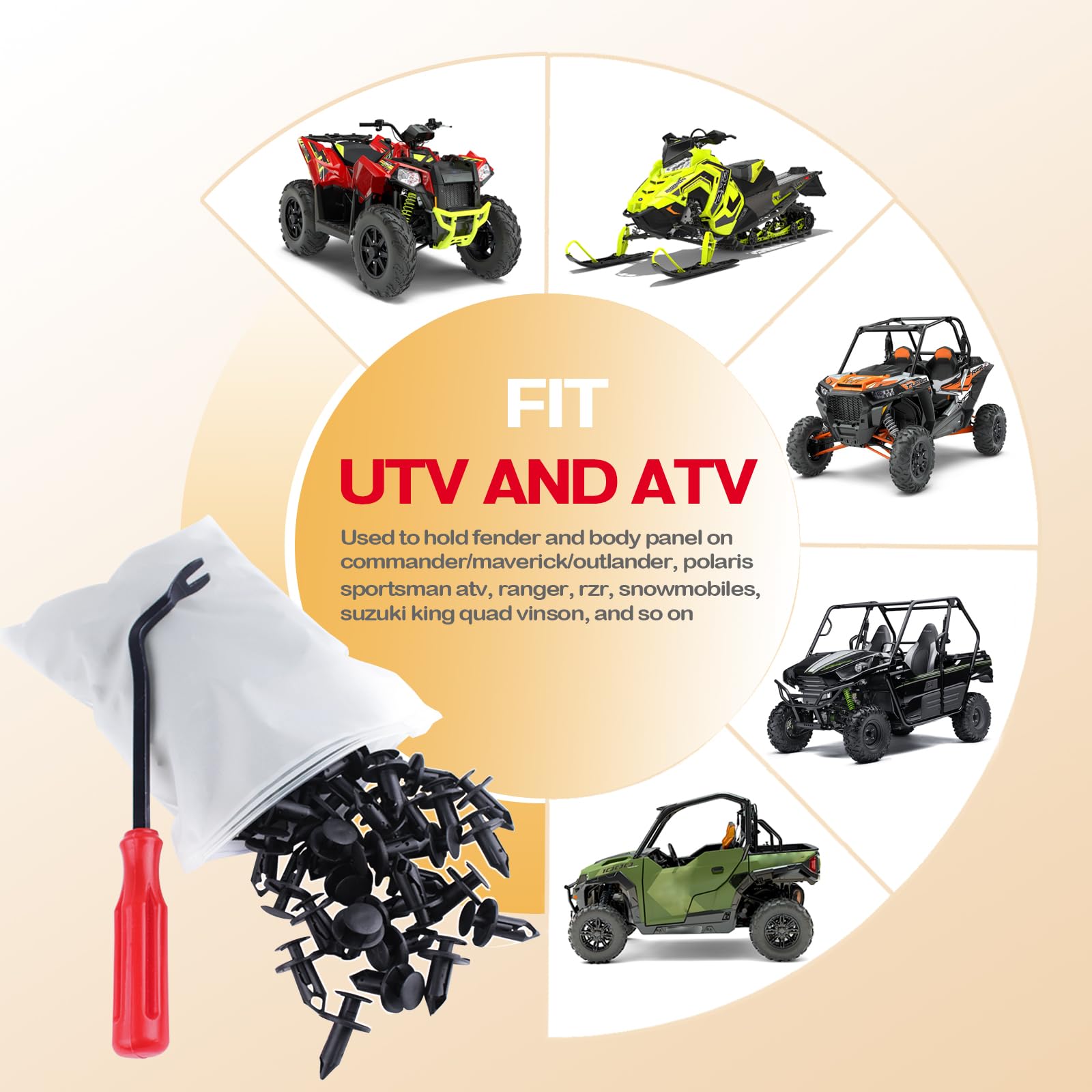 UNIGT 150pcs ATV UTV Body Fastener Rivets Push Pin Compatible with Can Am 293150089 Polaris 7661855 RZR Ranger Suzuki Kawasaki R