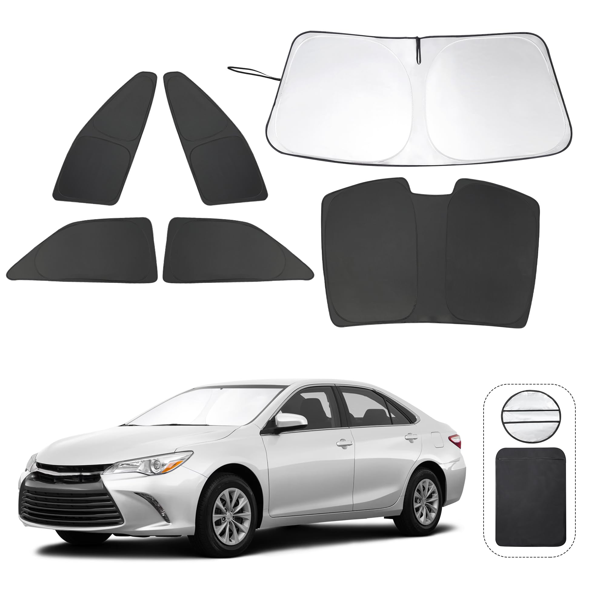 6Pcs Yycke Window Shades For Camry 2012-2017 For Toyota Accessories Side Full Windows Windshield Sun Shade Sun Uv Rays & Privacy