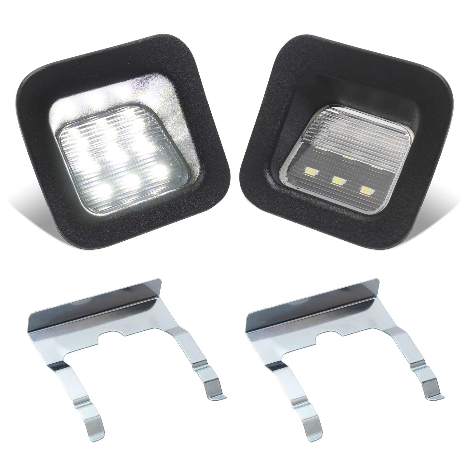 Ruxifey Led License Plate Lights With Metal Retainer Clips Compatible With 2003-2018 Dodge Ram 1500 2500 3500, 6000K White