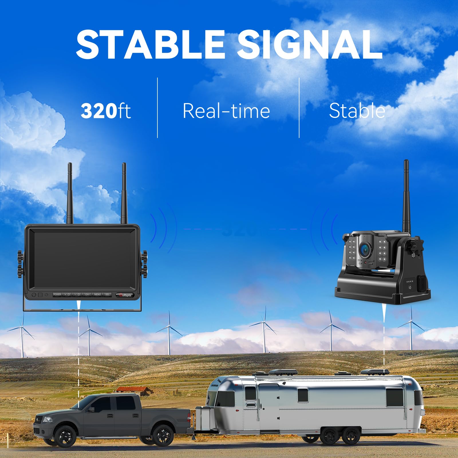 Erapta 2 Magnetic Wireless Backup Camera 7    Ips Monitor, 2-Min Diy Installation,1080P, Lower Consumption, 9600Mah Rechargeable
