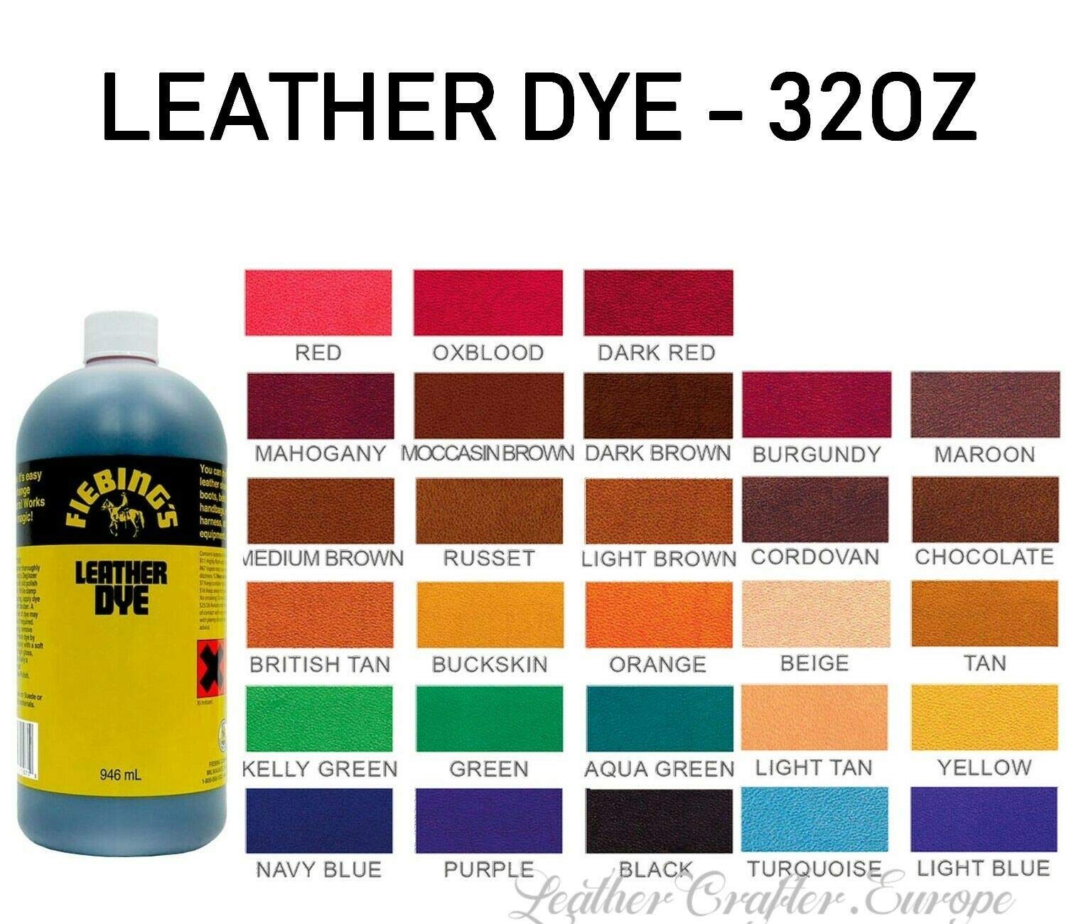 Fiebing'S Leather Dye - Medium Brown, 32 Oz - Alcohol Based Penetrating & Permanent Leather Dye