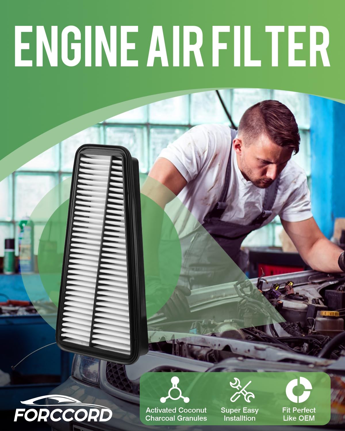 Forccord 2-Pack Engine Air Filter Fits for Toyota 4Runner 2003-2009, FJ Cruiser 2007-2009, Tacoma 2005-2015, Tundra 2005-2011 Ai