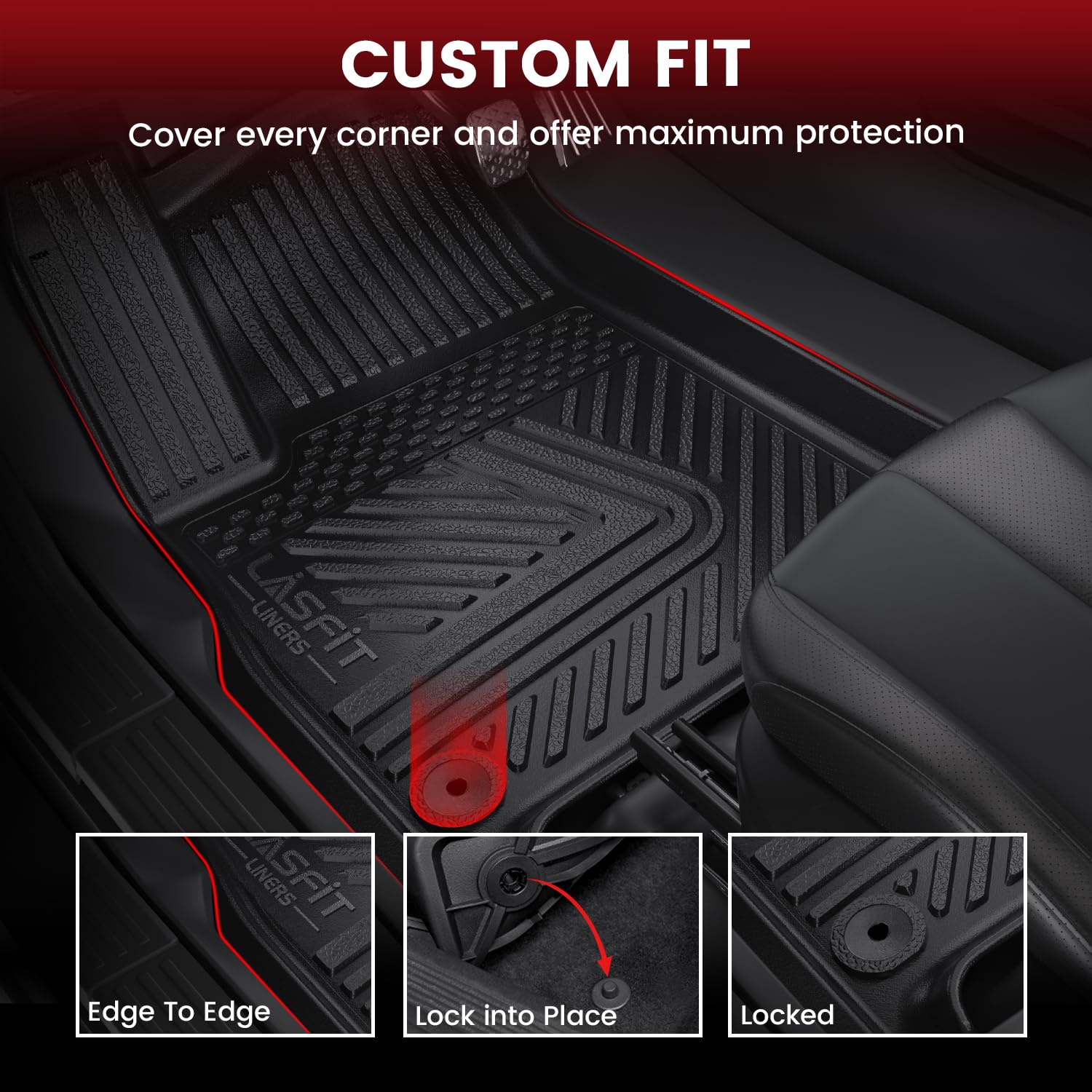 Lasfit Floor Mats For Rivian R1S 2022-2024, All Weather Floor Liner Tpe Custom Fit Car Mats For Rivian R1S 1St & 2Nd & 3Rd Row R