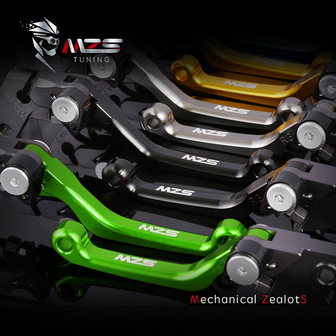 Mzs Green Dirt Bike Brake Clutch Levers Pivot Adjustable Cnc Compatible With Wr250F 2005-2016 | Wr450F 2005-2015 | Klx450R 2008-2015