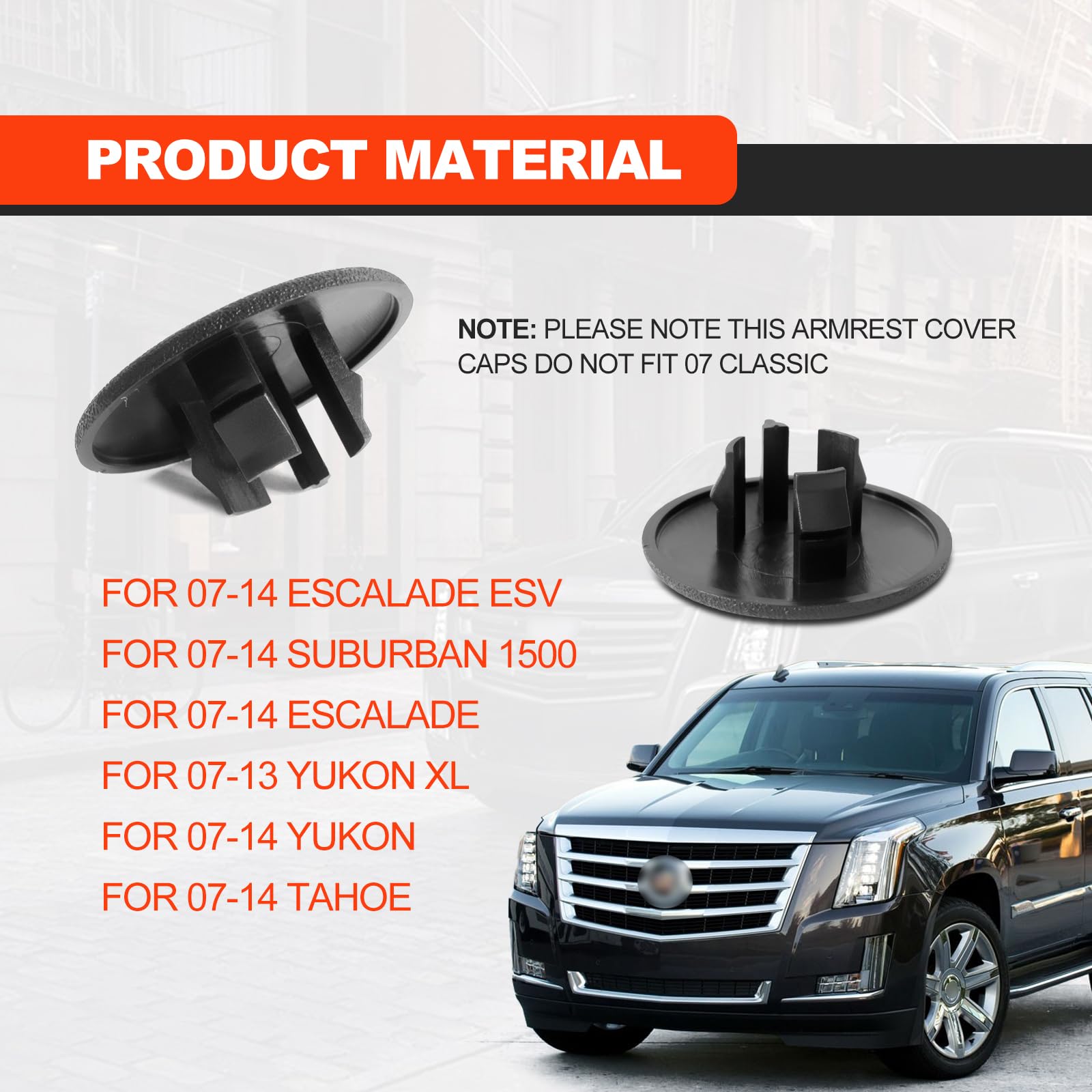 2Pcs Armrest Cap Cover Compatible With 07-19 Tahoe Suburban Yukon Cadillac Escalade Seat Parts - Replaces 15279689 Vehicle Acces