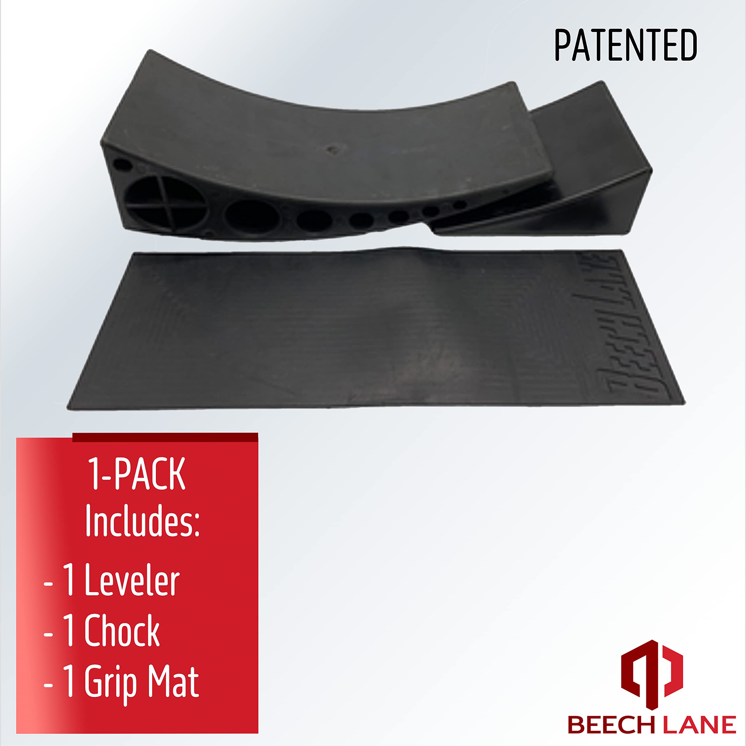 Beech Lane Camper Leveler 1 Pack - Precise Camper Leveling, Includes One Curved Leveler, One Chock, And One Rubber Grip Mat, Hea