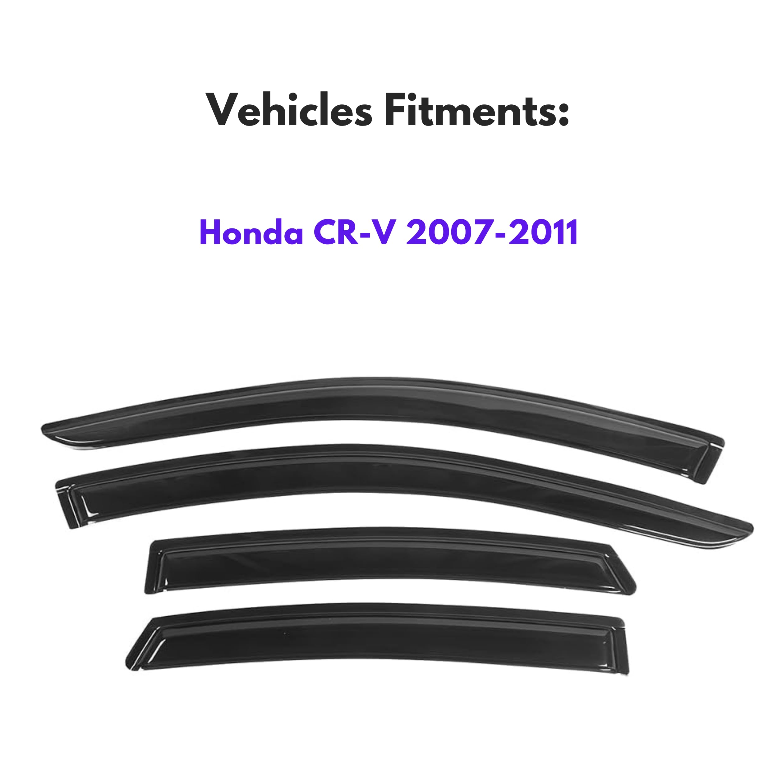 Ig Window Visor For Honda Cr-V (Crv) 2007-2011, Rain Guard Tape-On Extra Durable Sun Wind Side Vent Window Deflector Mugen Style
