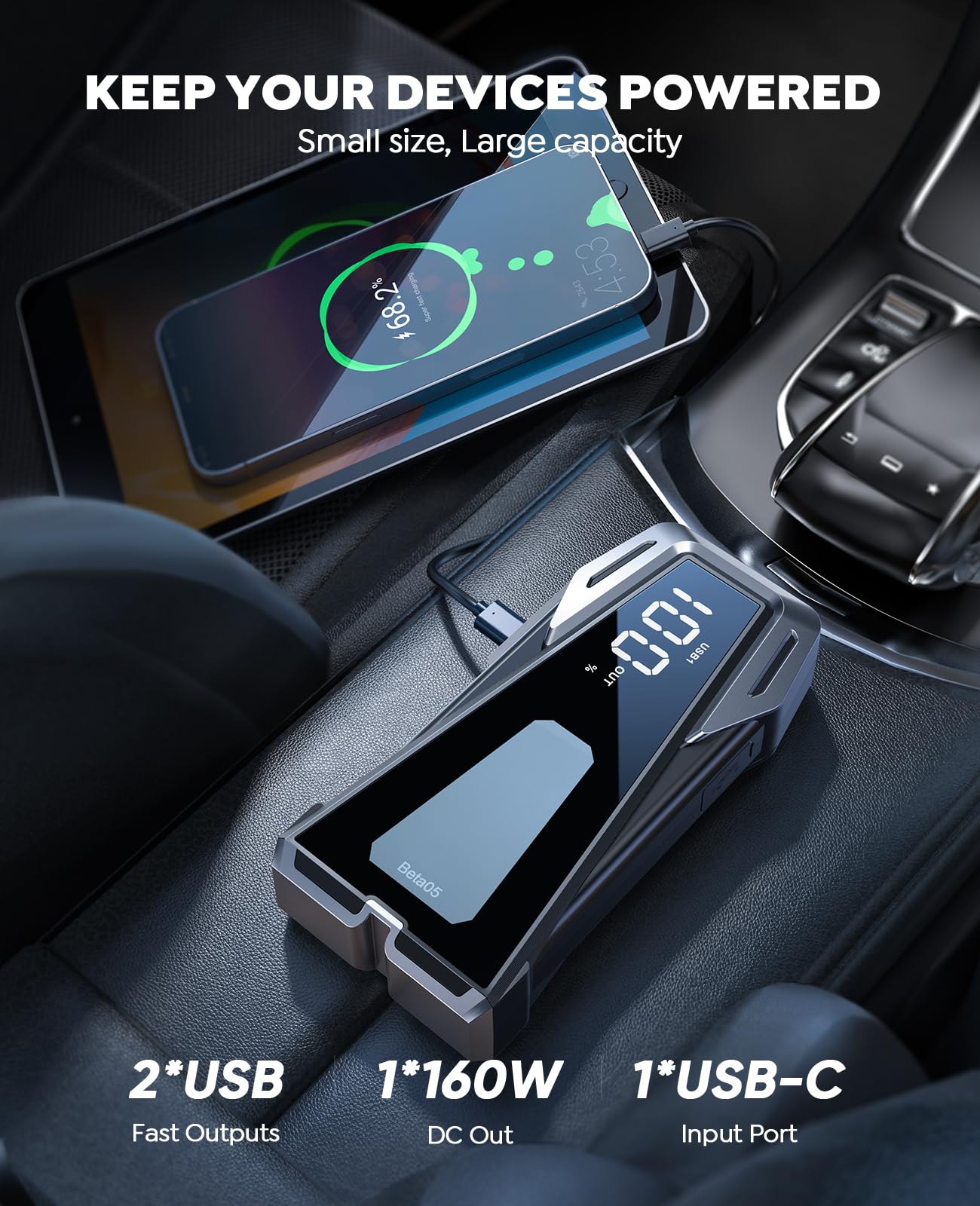 Car Battery Jump Starter 5000A 12V Safe Jump Box, Battery Jumper Starter Portable (All Gas/10.0L Diesel), Car Jump Starter Batte