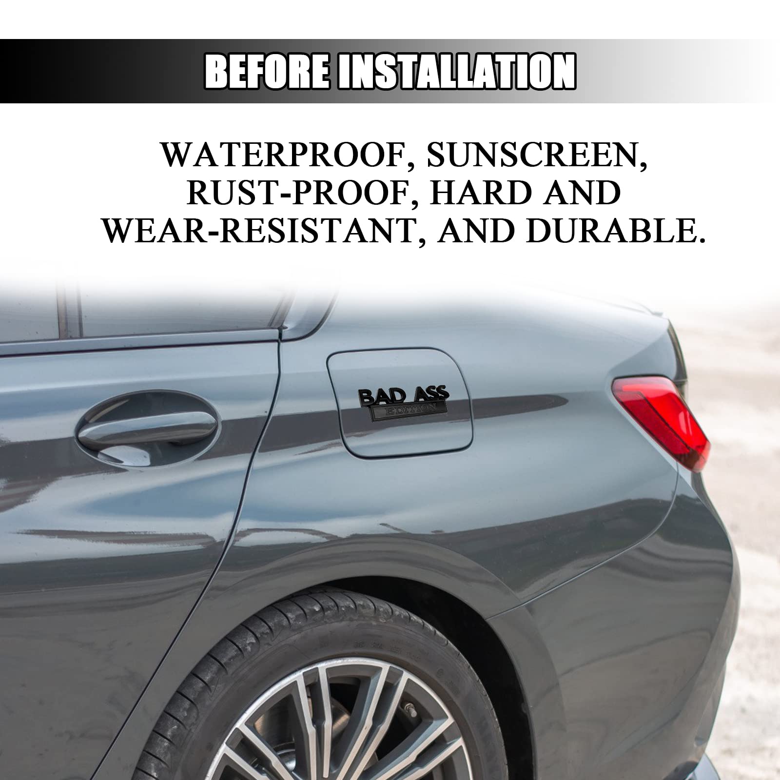 Bad Ass Edition Emblem For Car, Car Fender Bumper Hood Trunk Door 3D Badge Sticker Decal, Car Exterior Emblems Replacement Acces