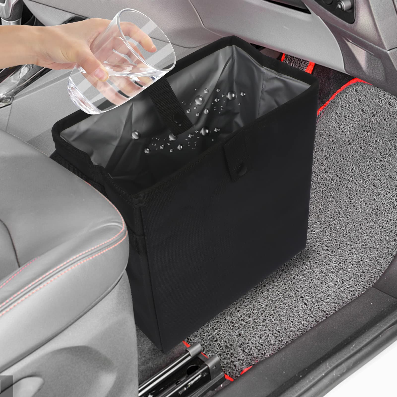 Homelove Car Trash Can, 100% Leak-Proof Waterproof Car Trash Bin Collapsible Portable Auto Garbage Bag Large Capacity Trashcan Storage Bag Multipurpose Car Organizer Hanging Black