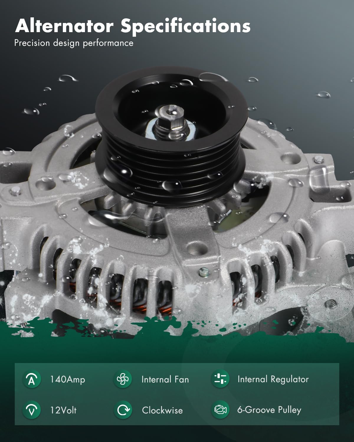 SCITOO Alternator Fits for Cadillac CTS 2004 2005 2006 2007, 2.8L 3.6L - 12V 140Amp CW 6-Groove Pulley, Replace OE 11044 104210-