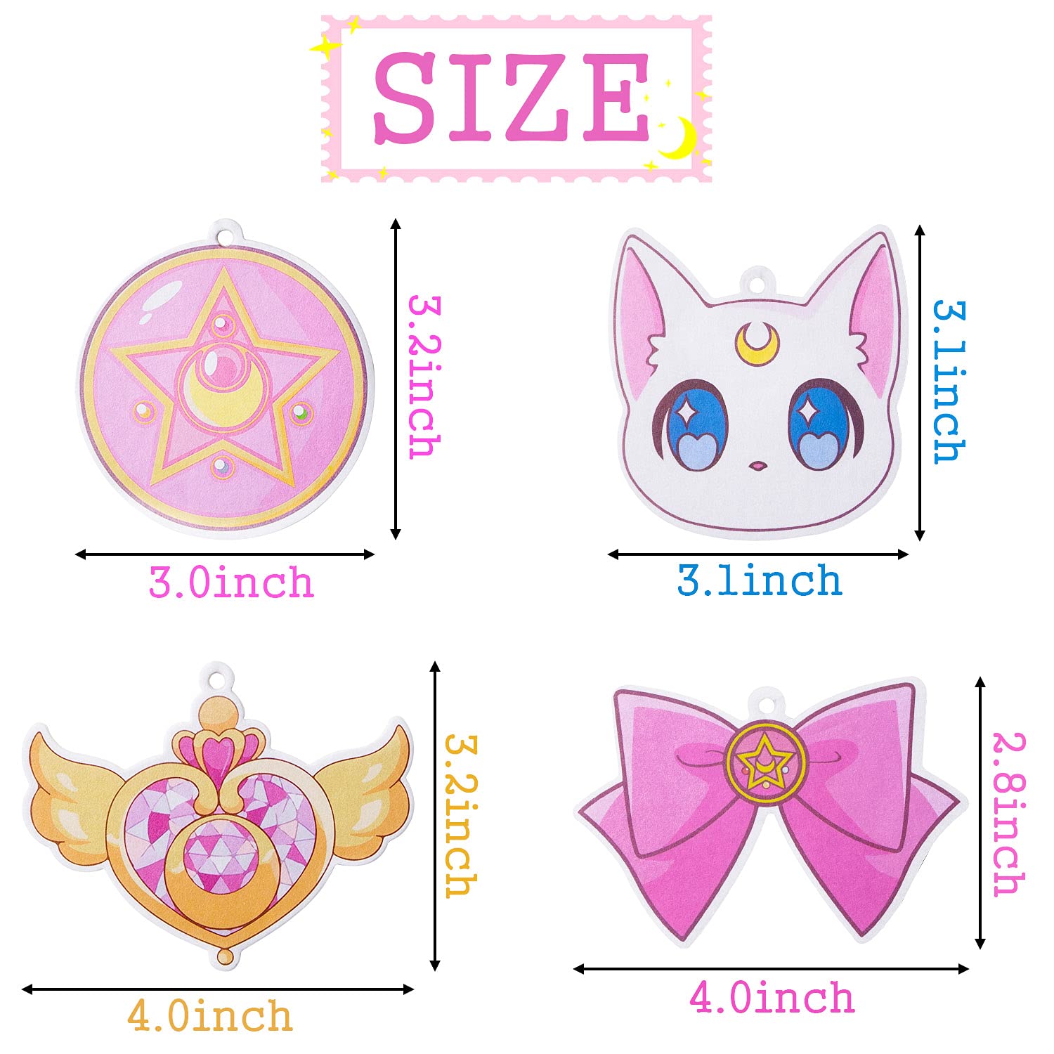 L1Rabe Car Air Freshener Anime Moon Cat Artemis Incense Chips, 4 Styles And Scents Of Anime Moon Cat Artemis Car Rearview Mirror