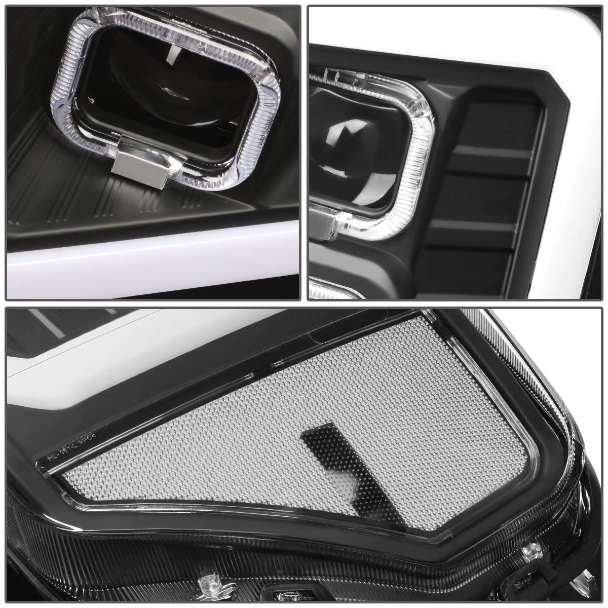 Dna Motoring Hl-Lb-T8-F15009-Bk-Cl Pair Auto Update Led Effect Drl Quad Projector Headlight Replacement For 09-14 F150, Black/Cl