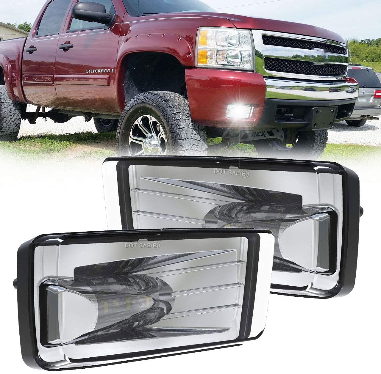BICYACO Led Fog Lights 5202 w/Bulbs Compatible with Silverado 1500 2500 3500 2008-2014/ Avalanche 2007-2011 / Suburban 2007-2014/ Tahoe 2007-2014/ GMC 07-15 Sierra/Yukon w/Off-Road Package - 1 Pair