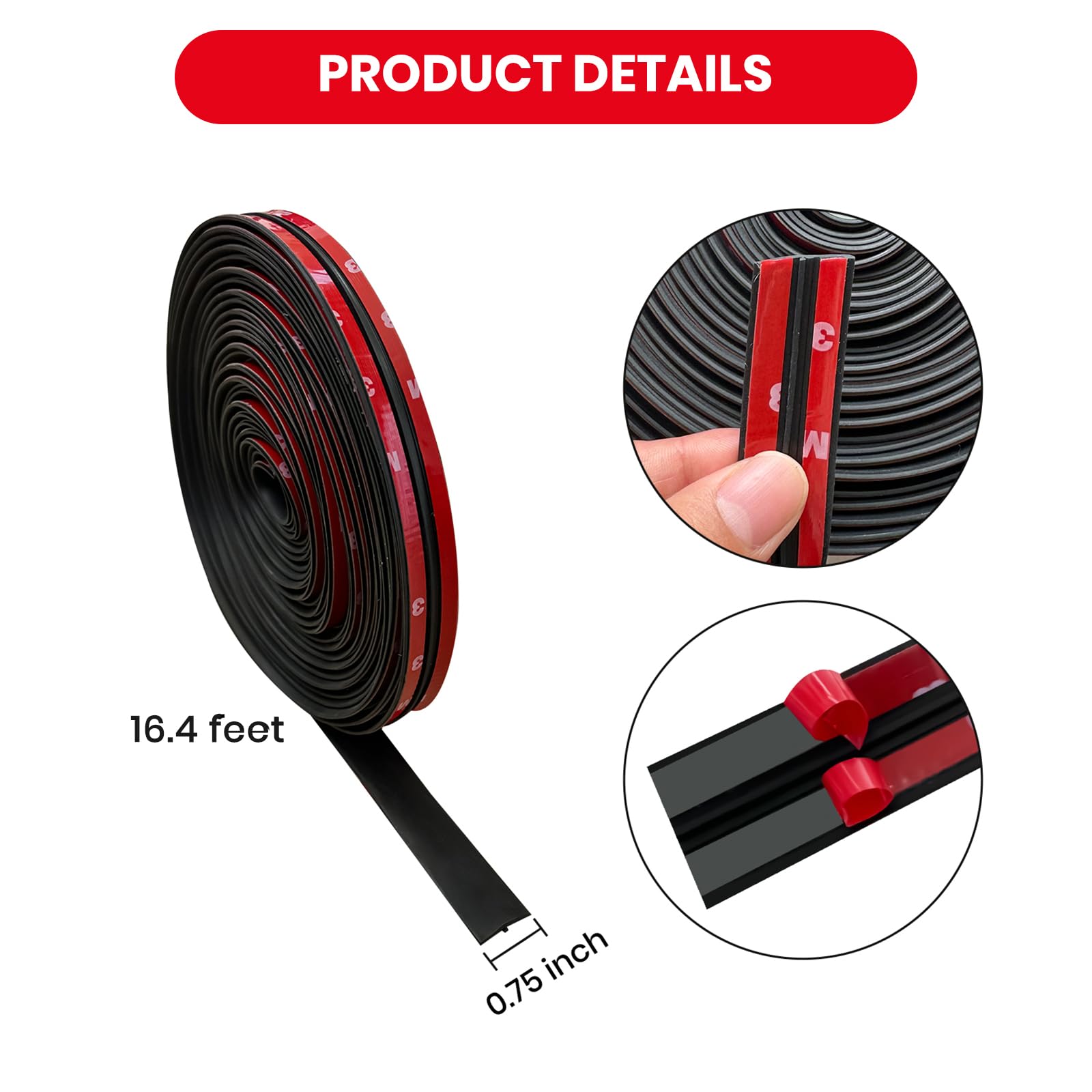 16.4 Ft Windshield Rubber Seal Car Weather Stripping Trim T Shape Sealing Strip For Car Front Rear Windshield(19Mm)