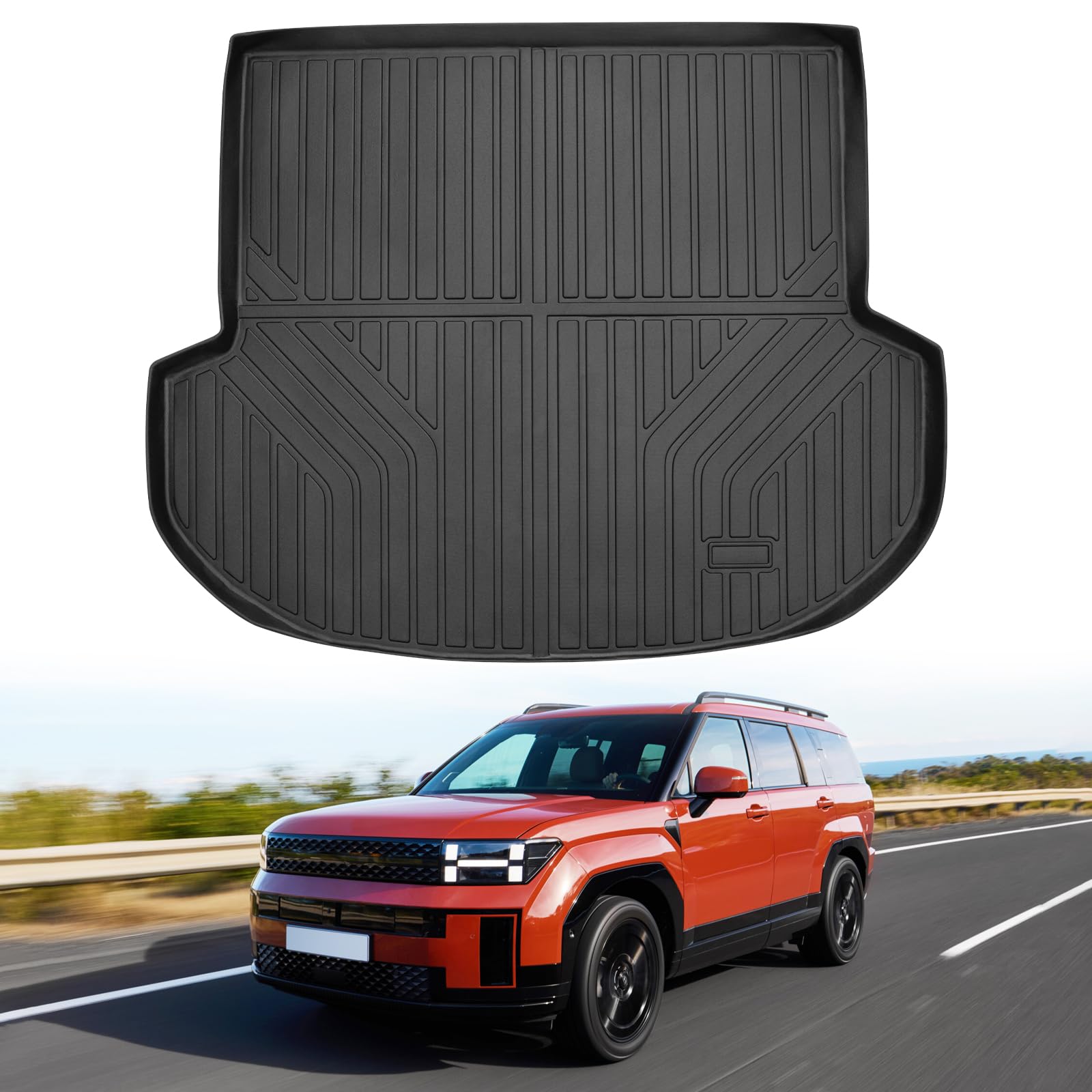 Powerty Trunk Mat For 2021 2022 2023 Hyundai Santa Fe 5 Seats Hybrid Accessories Cargo Mats Tpe All Weather Cargo Liner Heavy-Du