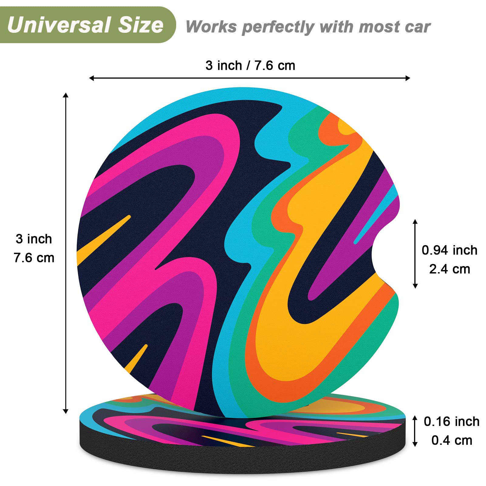 Nipichsha Car Cup Holder Coasters, Car Coasters for Cup Holders, 2 Pack Universal Anti Slip Insert Rubber Mat with A Finger Notc