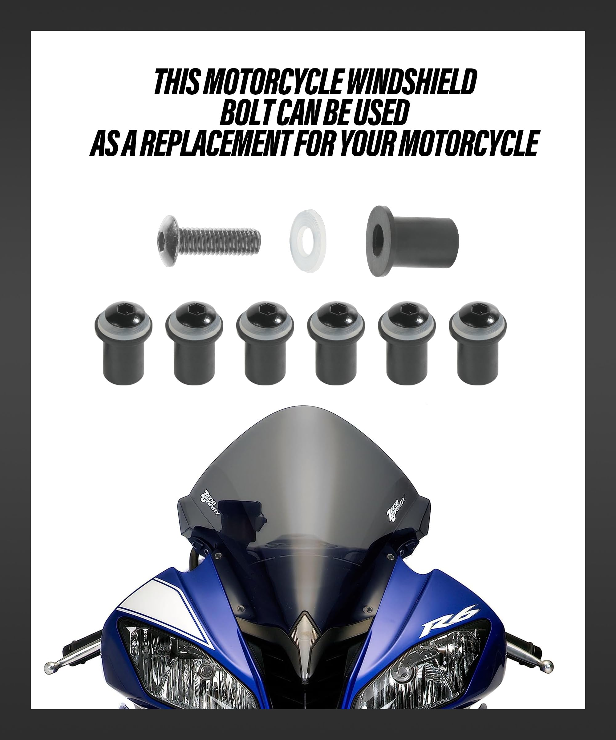 Esewalas 10Pcs Windshield Screw,Motorcycle Windscreen Bolts Screws Kit,Car Accessories Motorbike Fairing Windscreen Screws Bolt