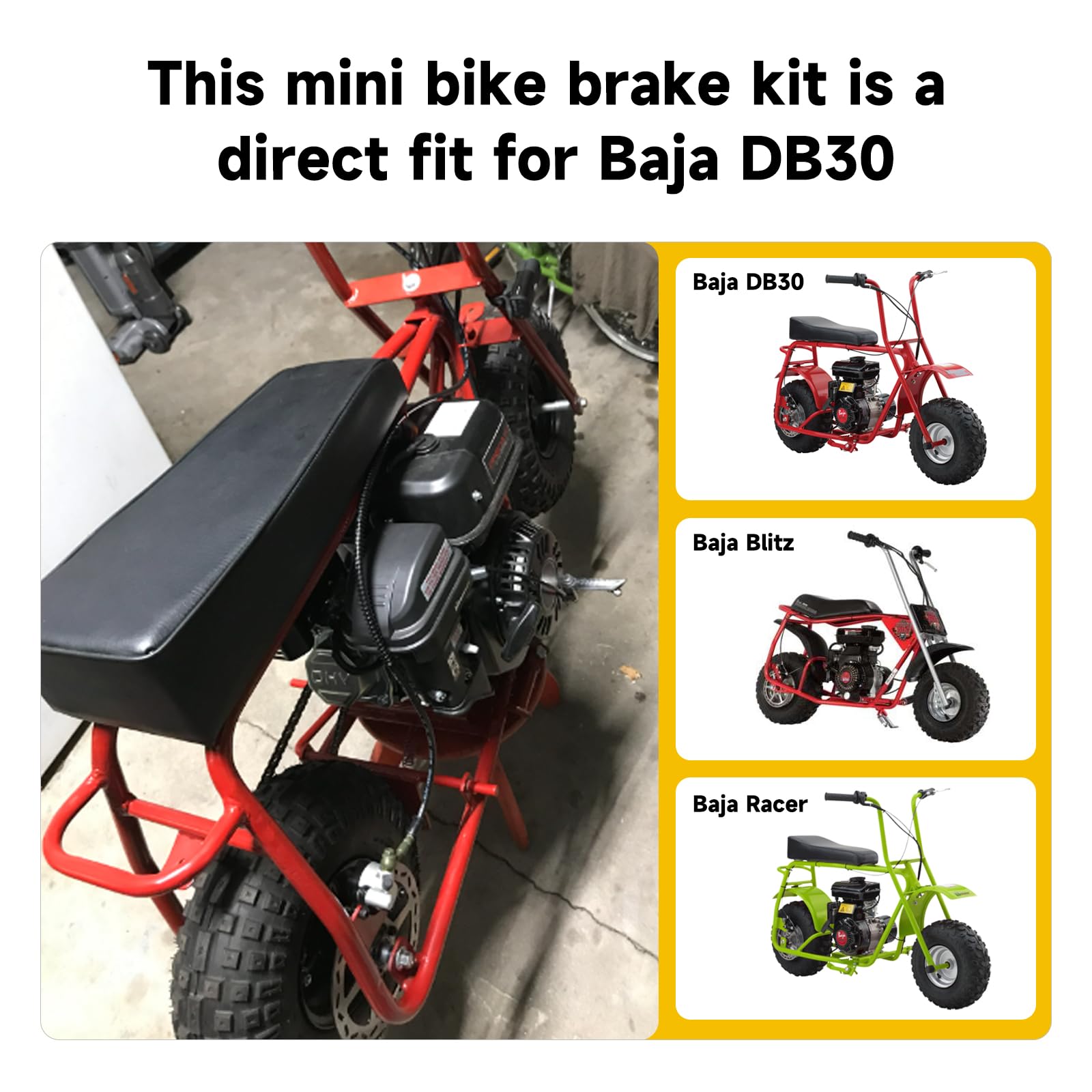 HIAORS Upgraded Hydraulic Brake Master Cylinder Caliper With Brake Pad Assembly Hose Tube for 97cc 2.8HP Baja Doodlebug Dirtbug