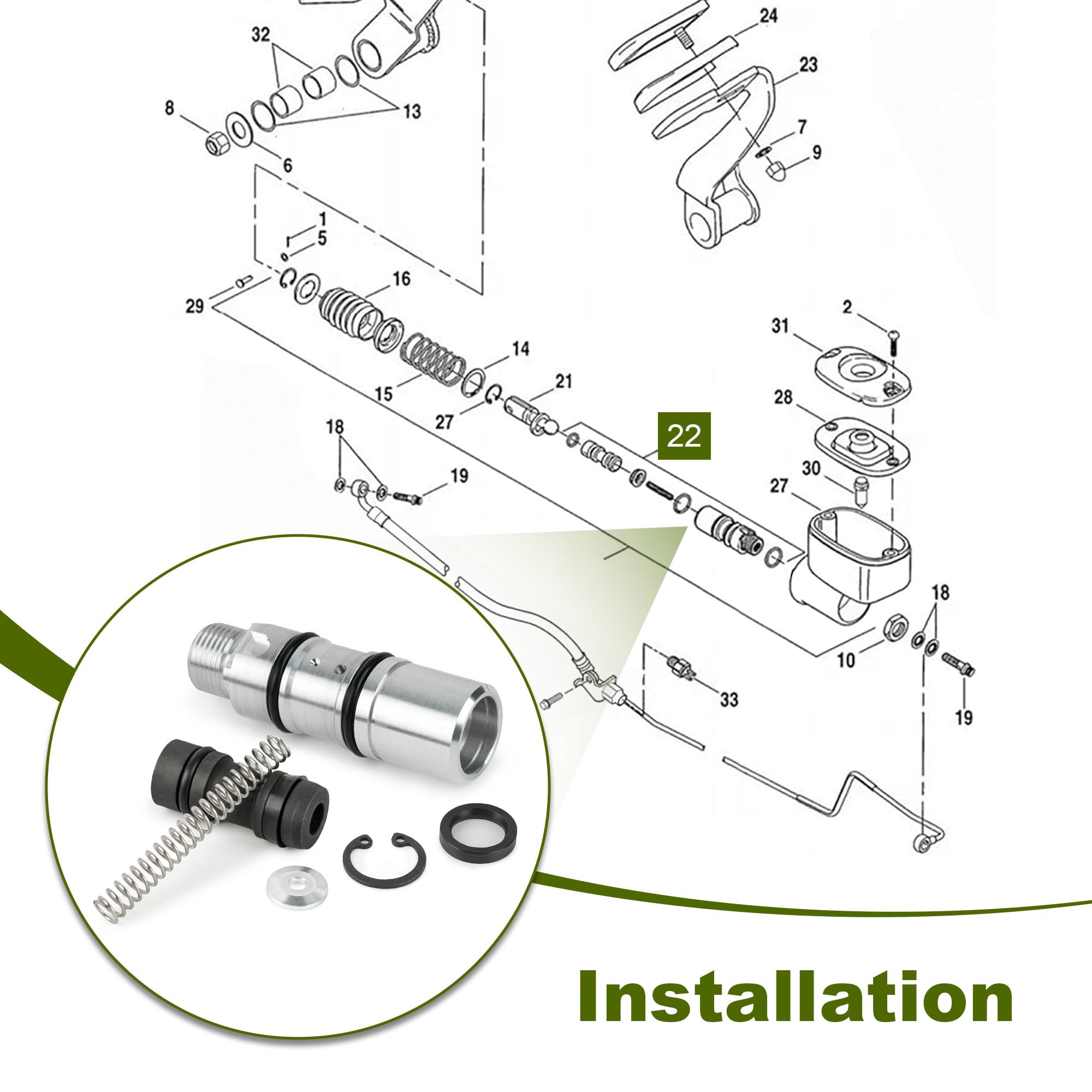 Rear Brake Master Cylinder Rebuild Kit for 1987-2017 Softail, 1987-2000 FXR,1991-2017 Dyna,1992-2007 Electra Glide/Tour Glide/St