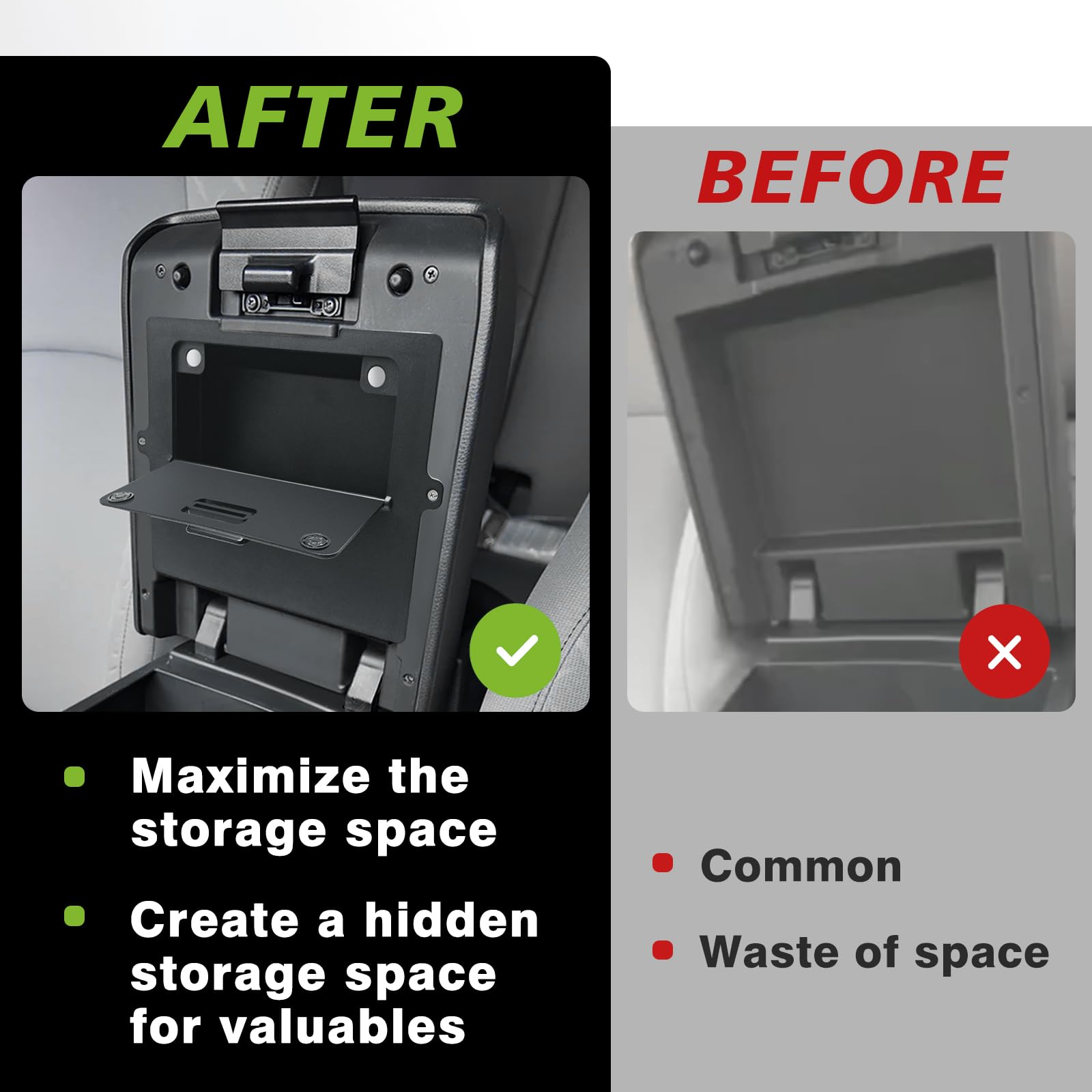 Muslogy Center Console Hidden Organizer Compatible With 2024+Toyota Tacoma Accessories Magnet Armrest Hidden Storage Box Middle