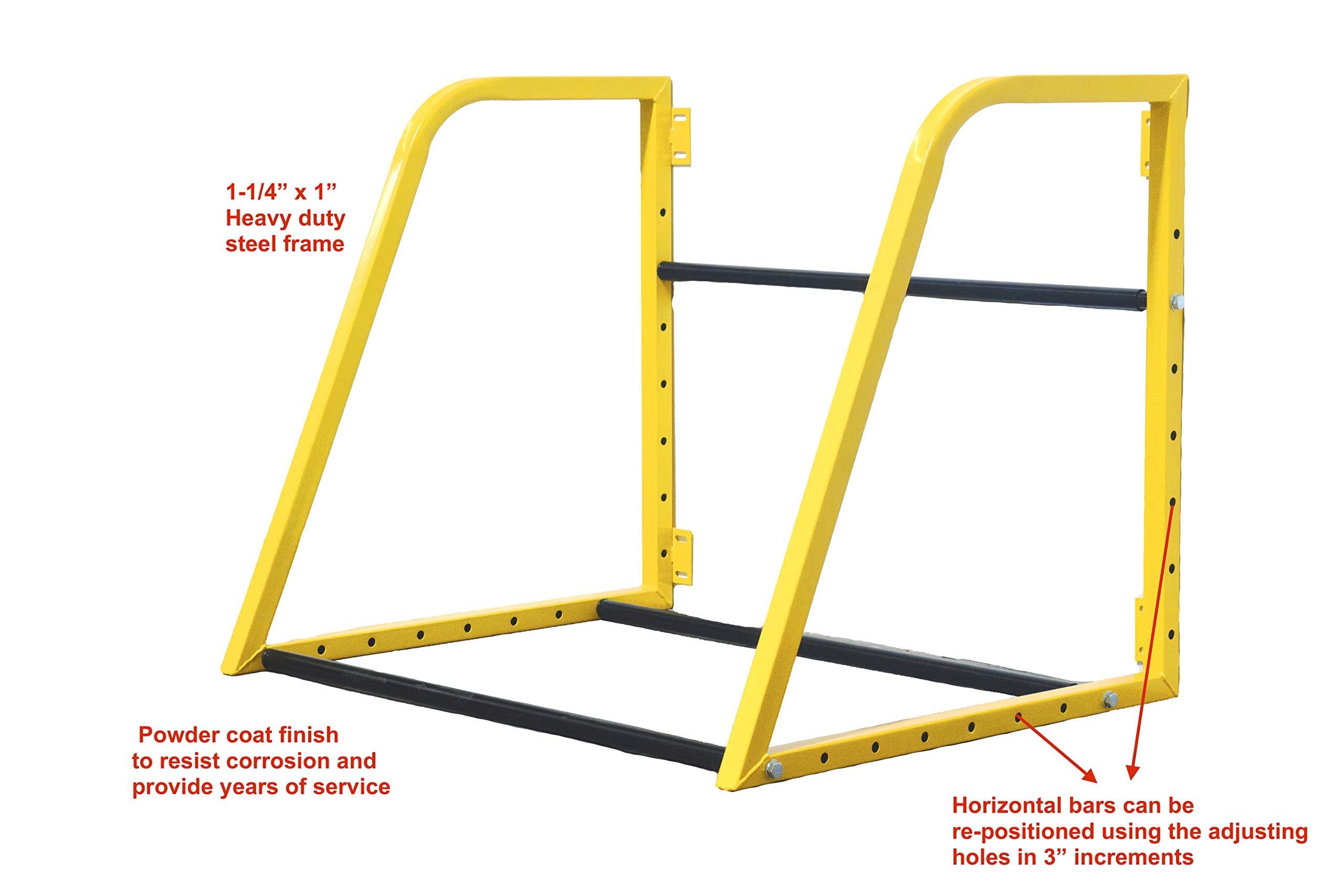 Maxxhaul 50256 Heavy Duty Adjustable Folding Wall Mount Tire Rack Storage For Spare Tires Shop Garage - 51 Inch Wide X 28'' Deep