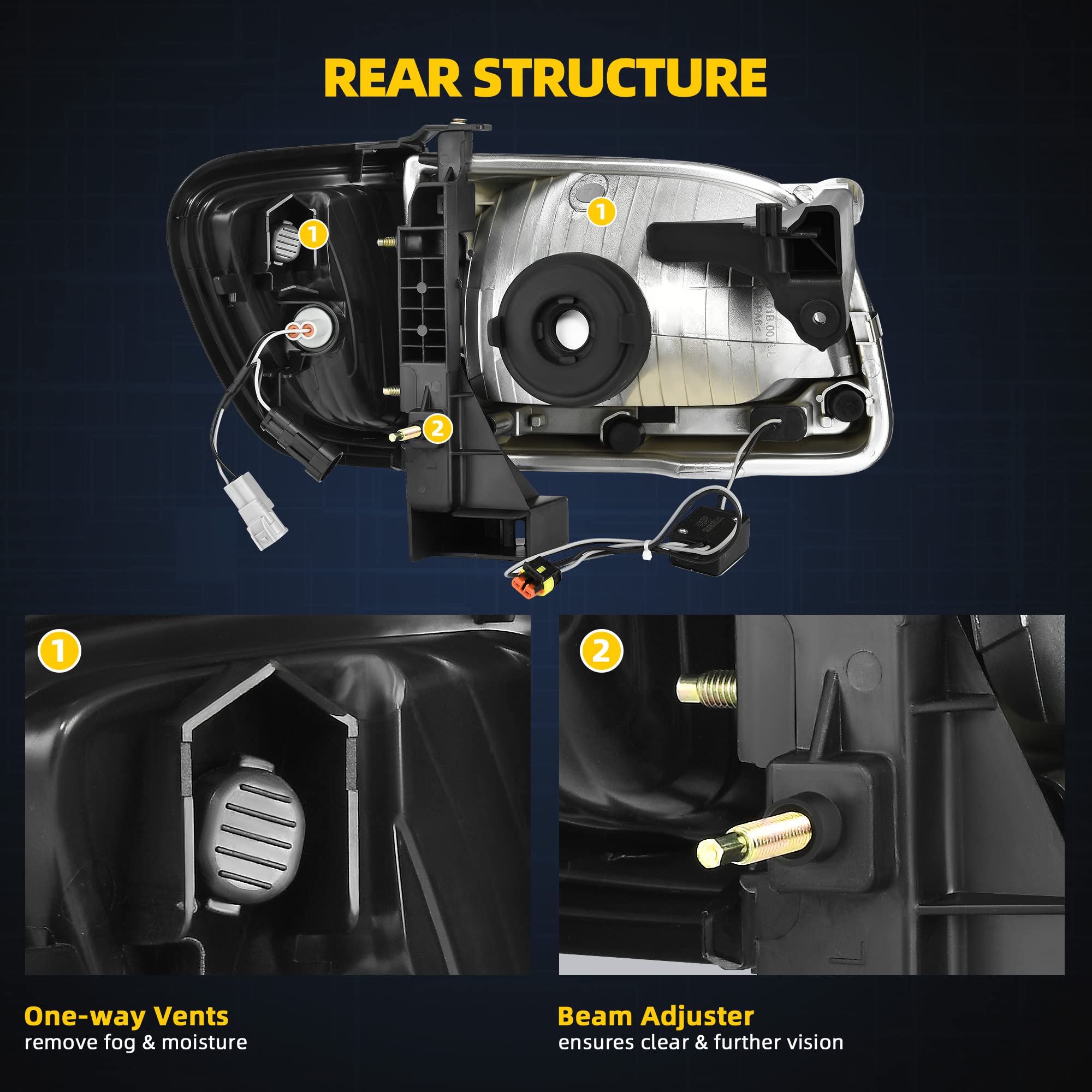 Dwvo Led Headlight Assembly Compatible With 2001-2004 01 02 03 04 Tacoma Pickup Truck Headlamps Replacement Headlights Black Hou