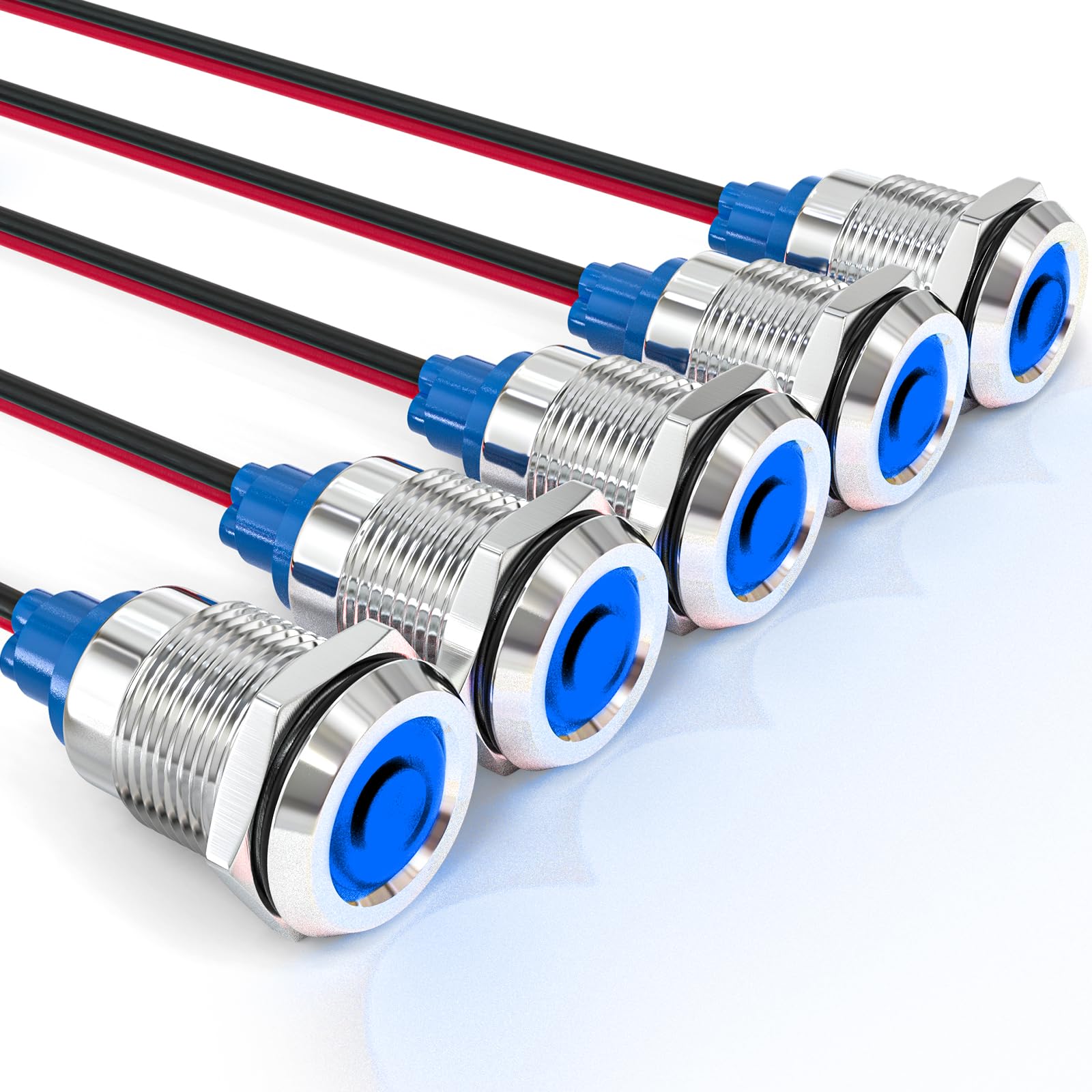 Gasher 5 Pcs Energy Saving Indicator Light, Led Light 12V/24V/110V 20Ma Panel Mount Light For Car Truck Boat Auto Part, Mounting