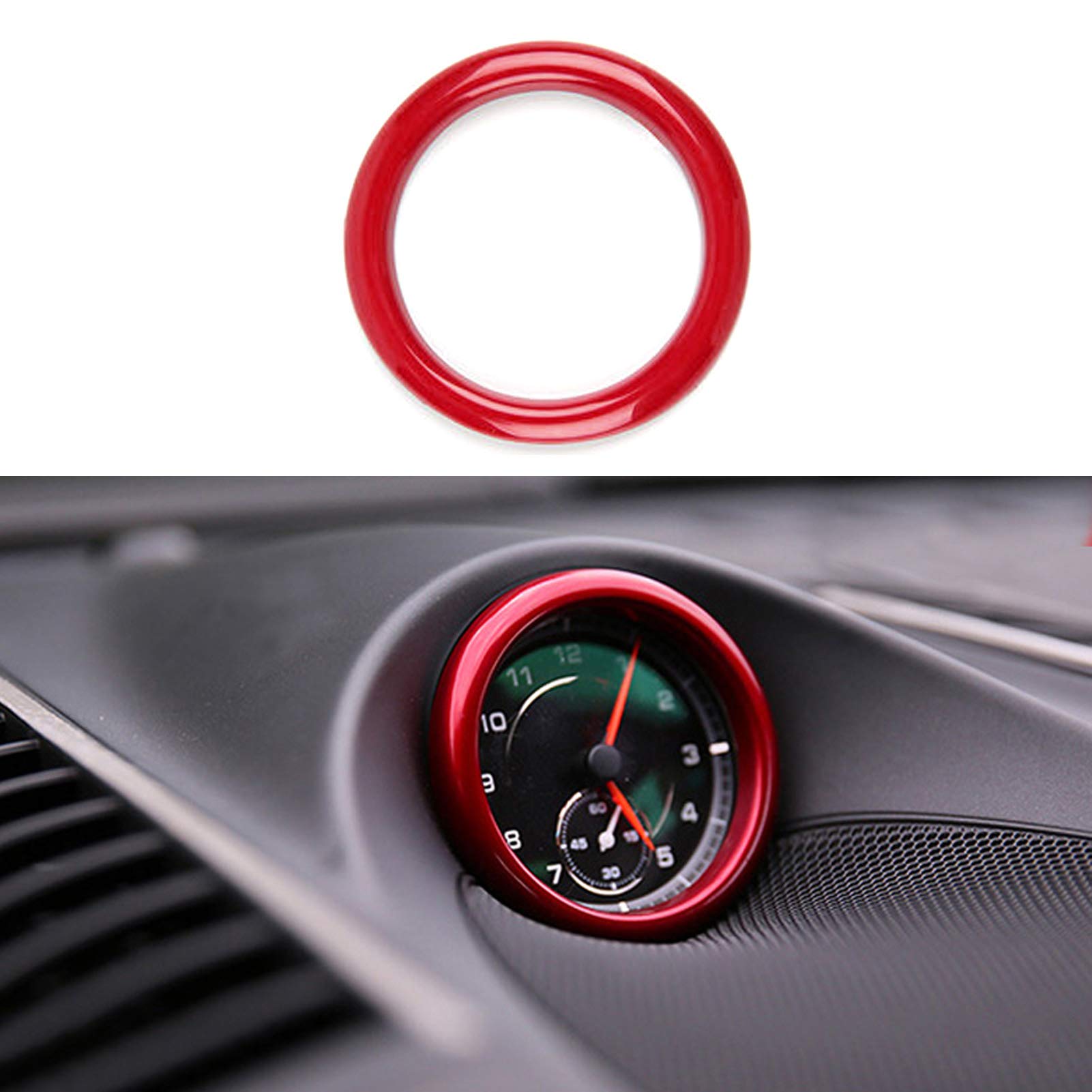 Ramecar Dashboard Center Clock Surrounding Compass Cover Aluminum Ring Emblem Sticker for Porsche 911 718 Cayenne Macan Panamera