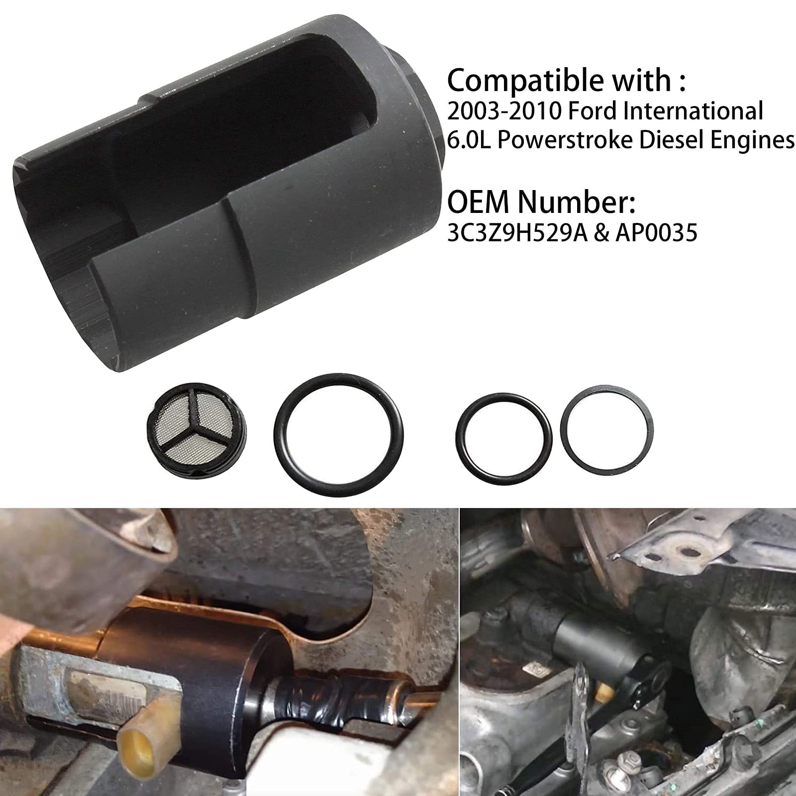 Injector Pressure Regulator Valve Socket Removal Tool And Seal Kit 6.0 Ipr Valve Socket With Seal Kit Compatible With 2003-2010 Ford 6.0L Powerstroke Excursion F250 F350 F450 F550 E350 E450