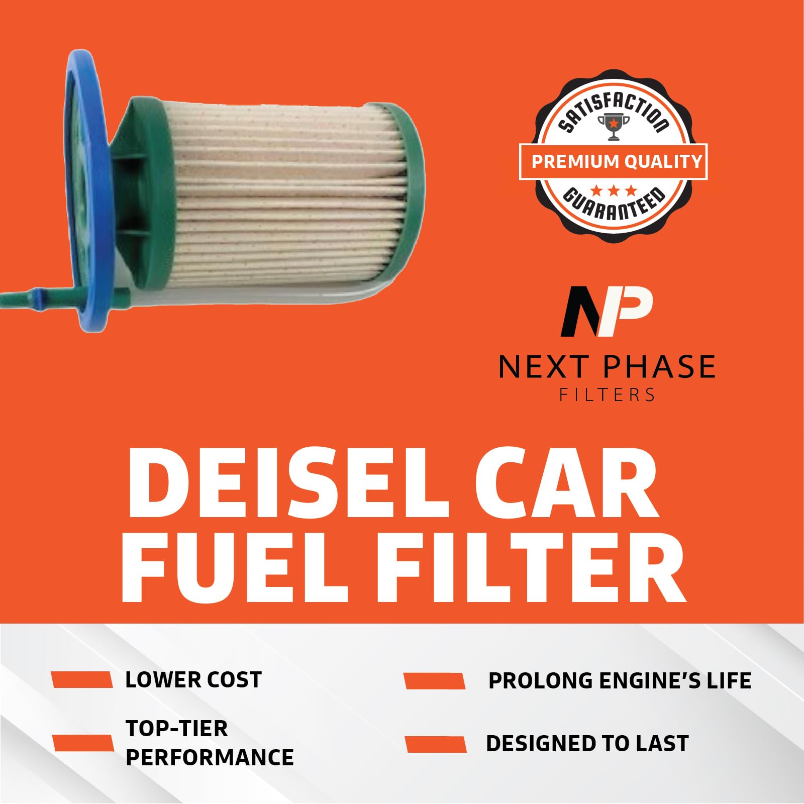 Diesel Fuel Filter - Compatible With 2014-2018 Dodge Ram Promaster, 2014-2019 Promaster 2500 & 3500 - Replaces O.E. 68223662Aa;
