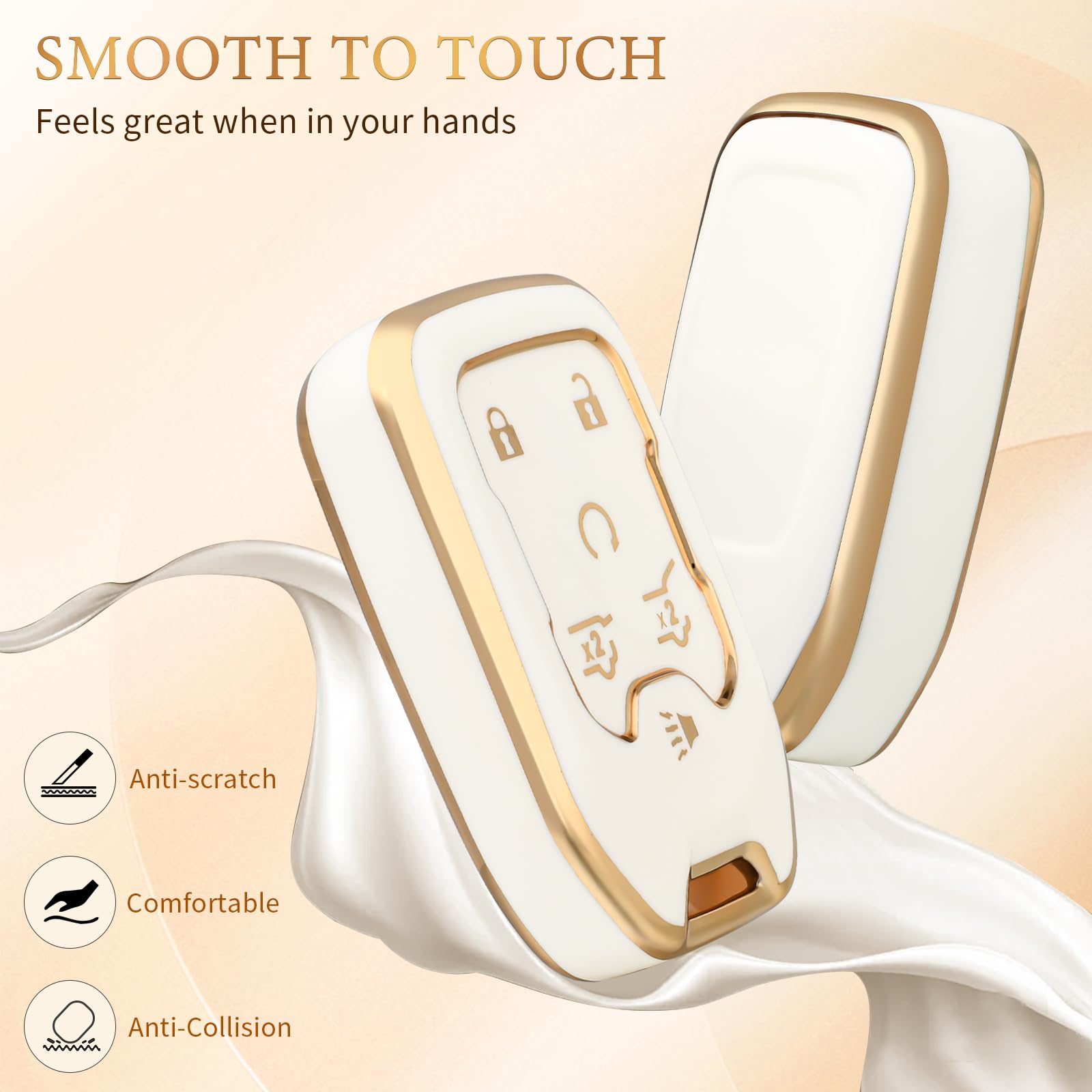 OFFCURVE Key Fob Cover for GMC Yukon/Yukon XL Terrain Acadia Sierra Soft TPU Key Fob Case for Chevy Chevrolet Suburban Tahoe Car