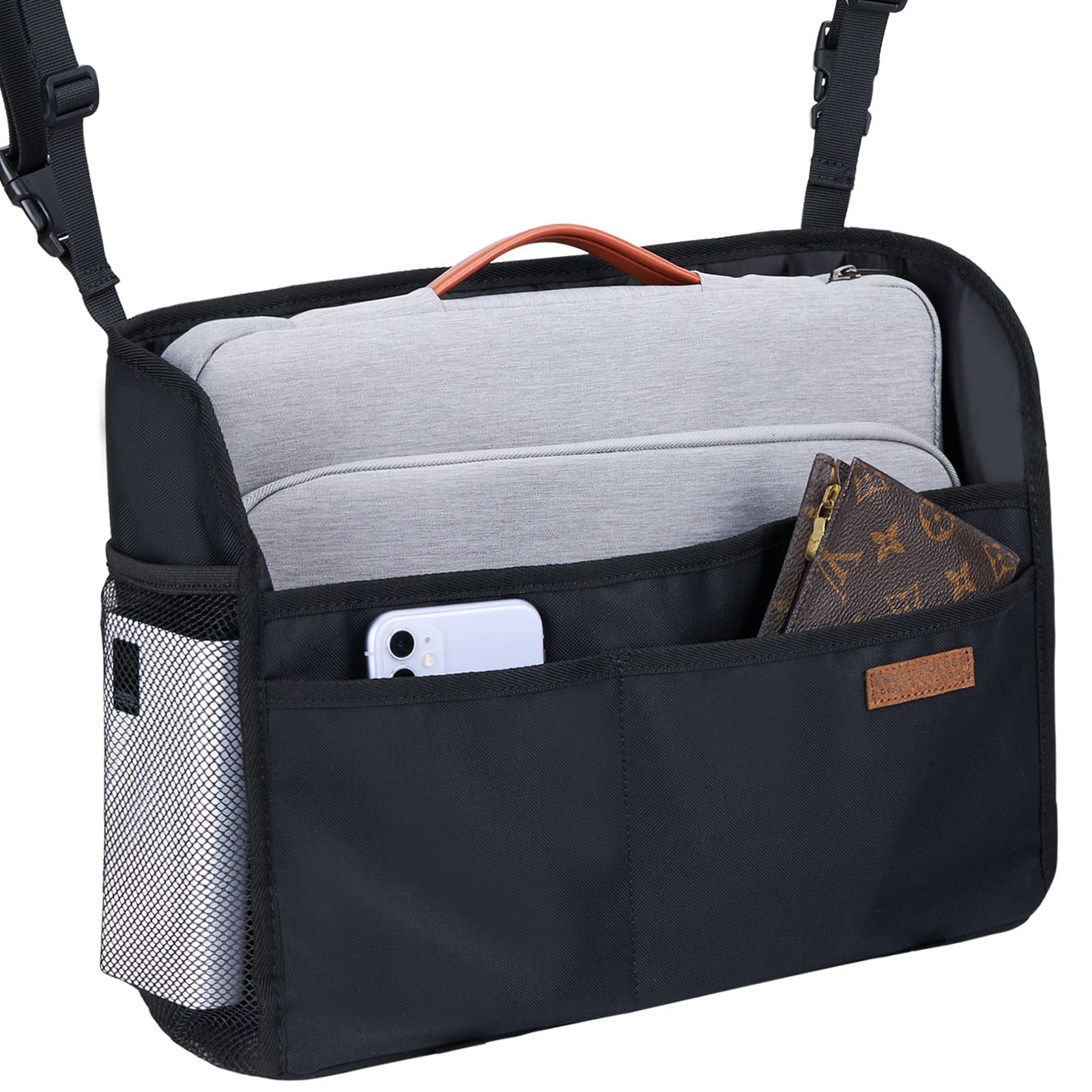 Wllwoo Wllwoo Car Net Pocket Handbag Holder Between Seats Back Storage Organizer Purse Holder For Console Front Seat Storage Bar