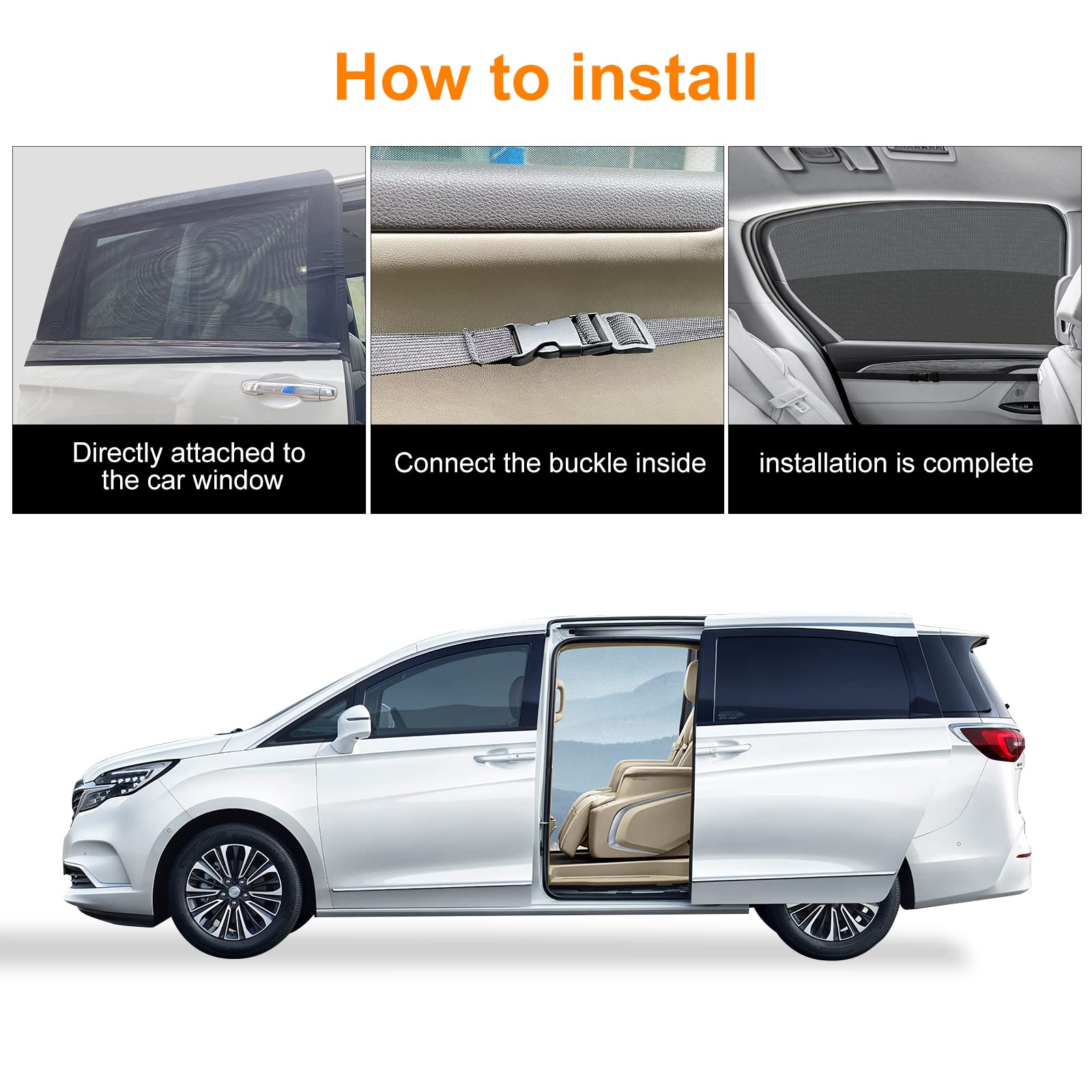 2 Packs Mesh Car Window Screen For Mpv Sliding Door,Single Layer Sunshade For Large Square Car Truck Windows