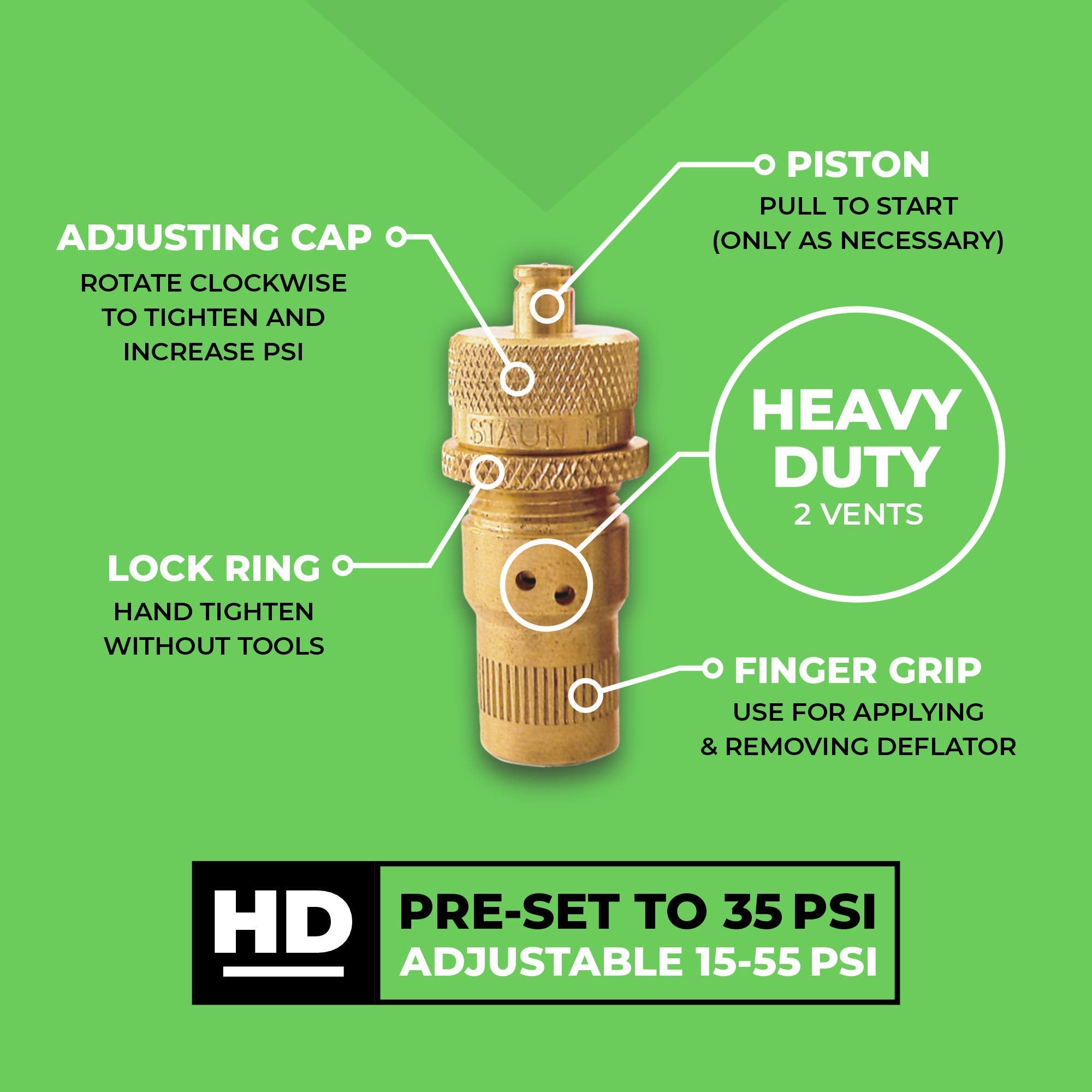 Staun Tyre Deflators | The Australian Original Tire Deflator | Automatically Airdown Tires To 15-55 Psi