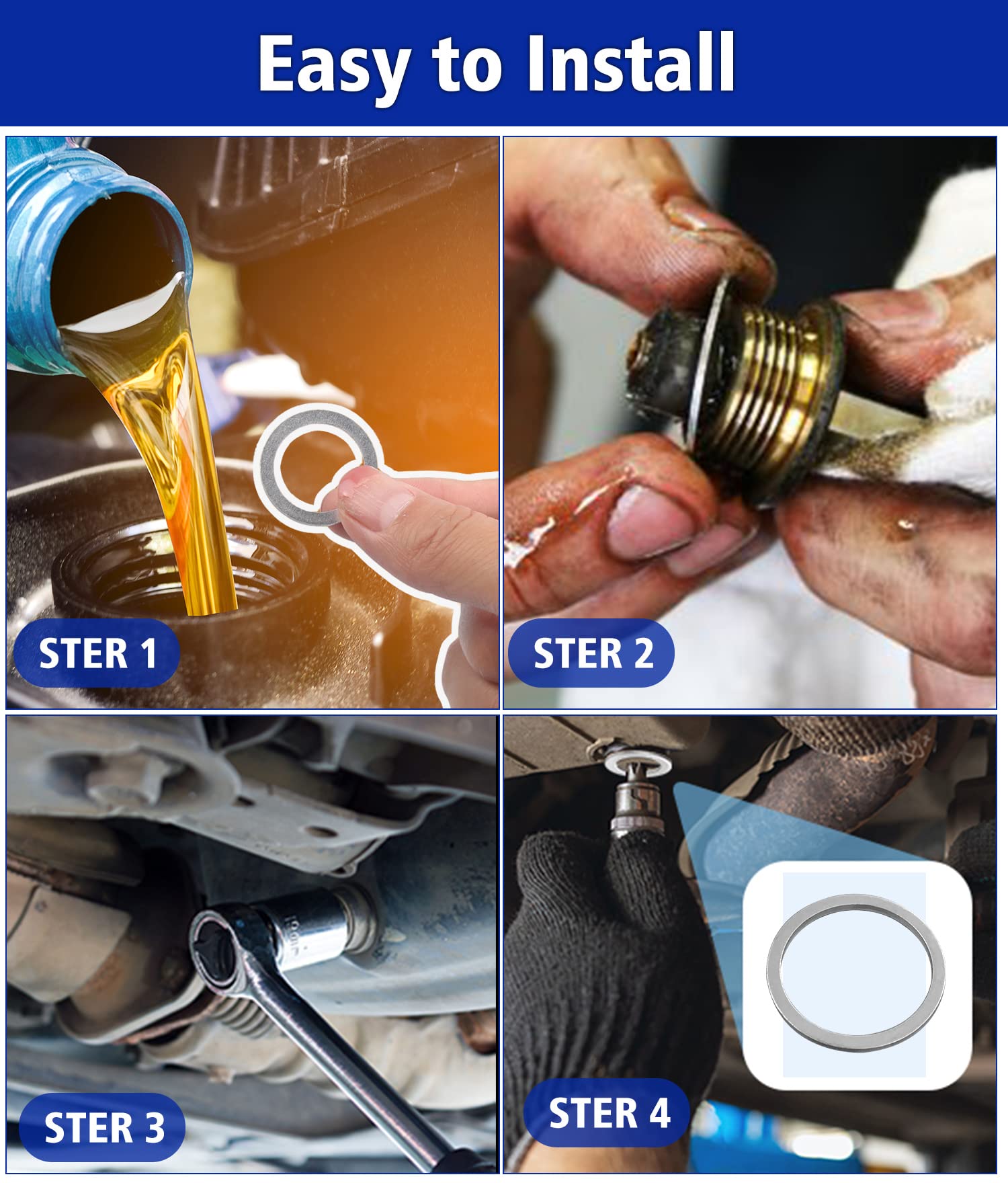 Crush Washer Oil Drain Plug - 568 Pieces 18 Sizes Aluminum Automotive Engine Oil Pan Drain Plug Gasket Assortment Kit (M6 M8 M10 M12 M14 M16 M18 M20 M22 M24)