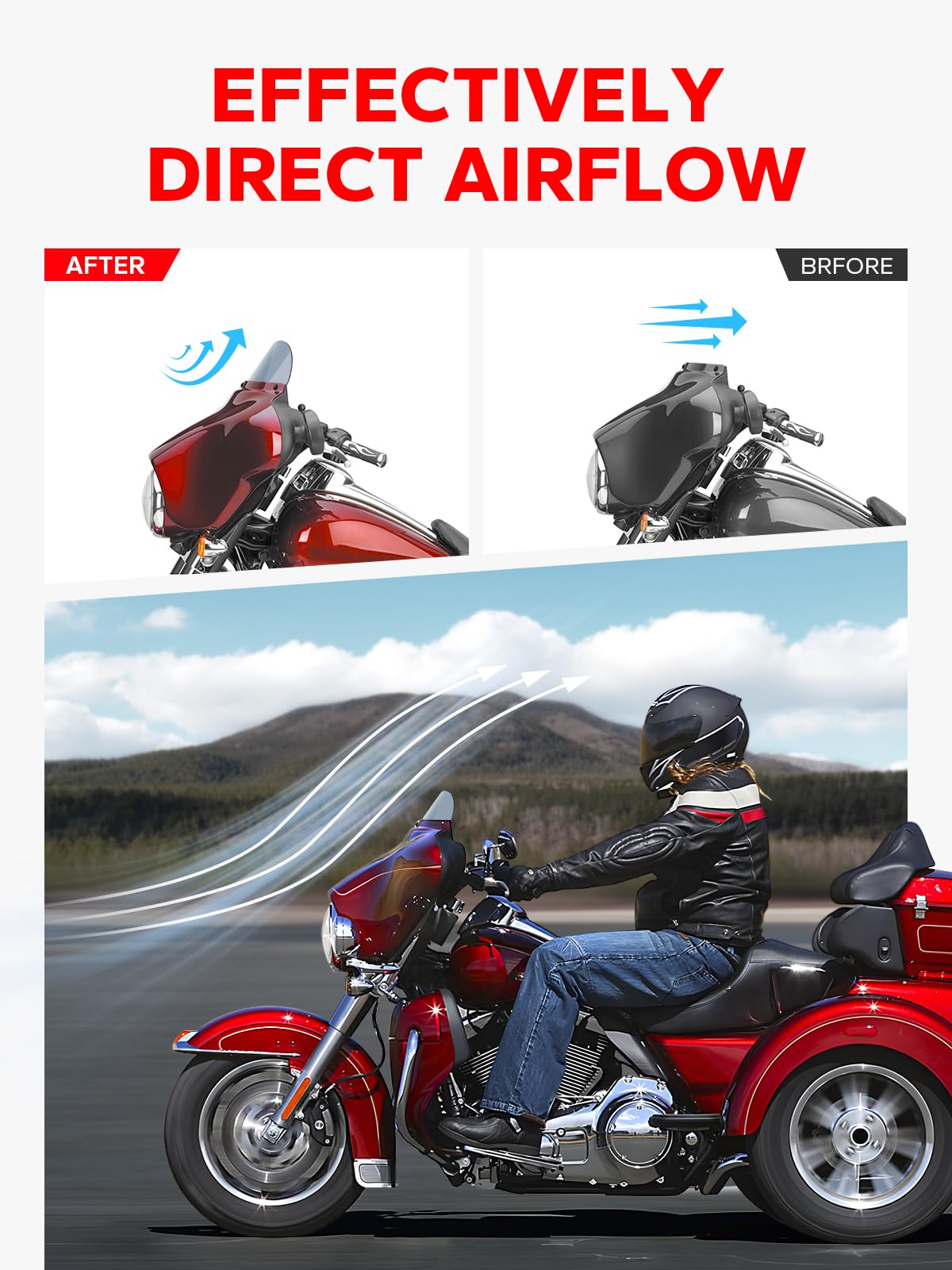 Amazicha 7' Smoke Tint Batwing Windshield Windscreen Wind Deflector 96-13 Compatible For Harley Davidson Touring Electra Street Glide 1996-2013