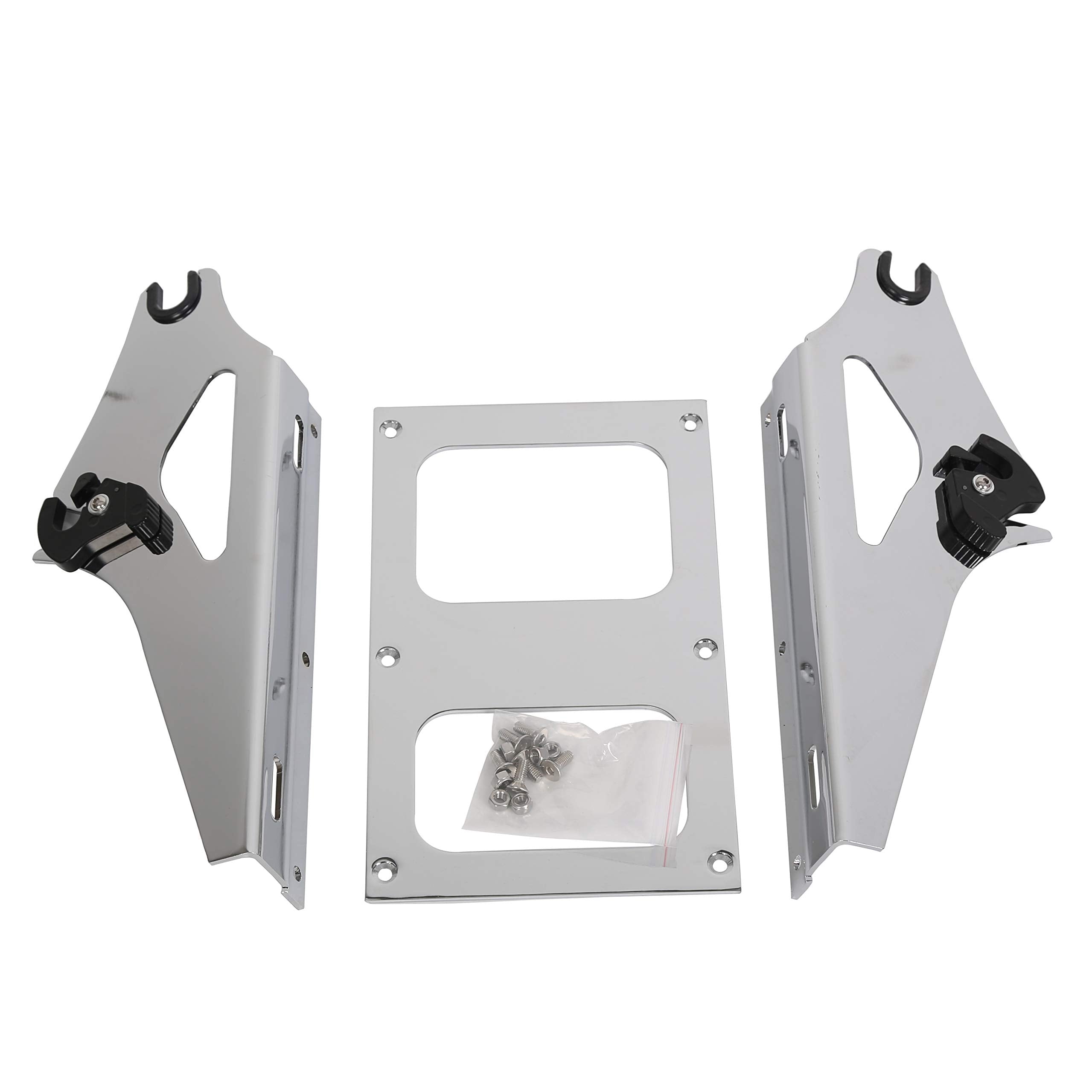 ECOTRIC Chrome Detachable 2 Two Up Tour Pak Pack Mounting Luggage Rack Compatible with 2014-2023 Harley Davidson Touring Road Ki