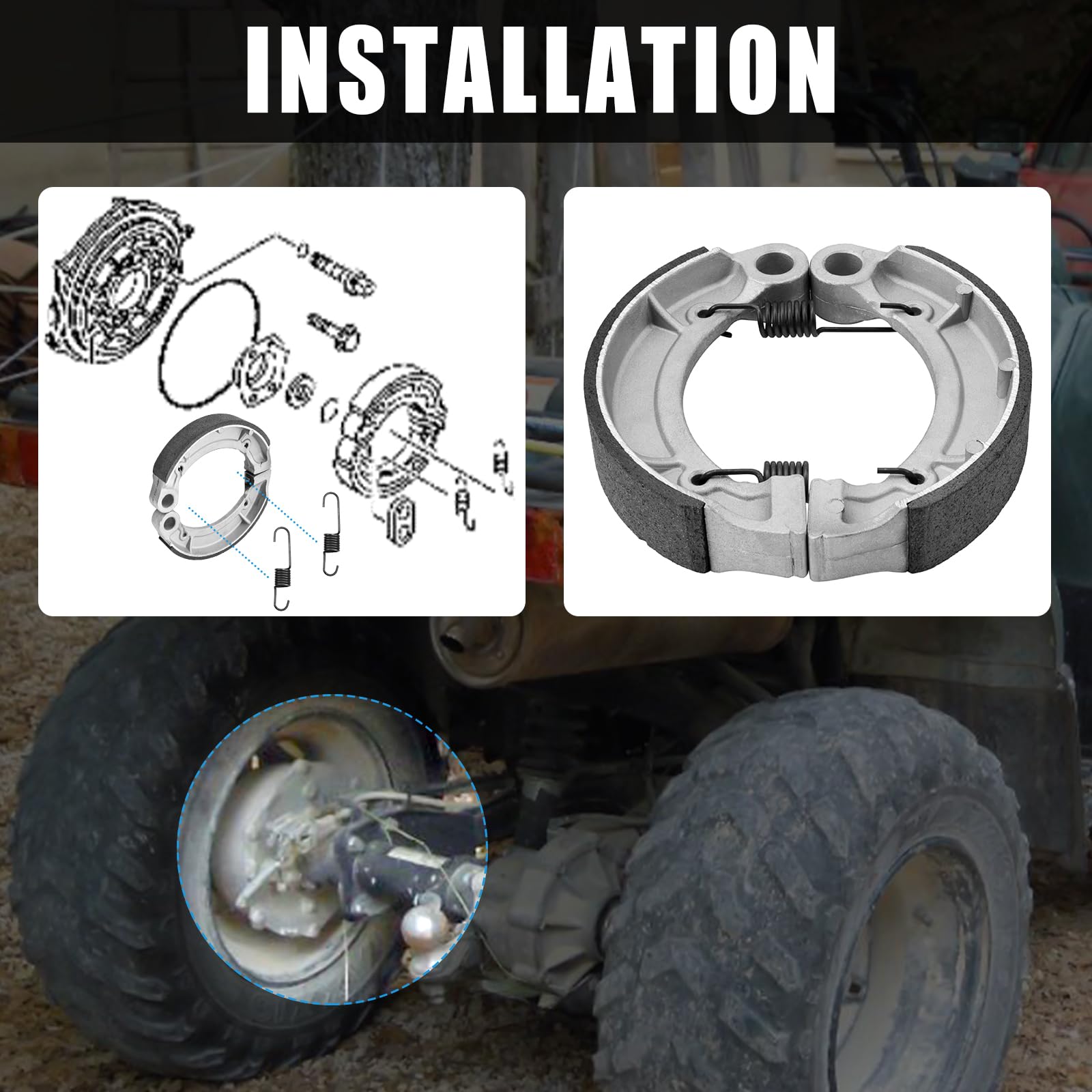 Rear Brake Shoes For Yamaha Grizzly 350 Bruin 250 350 Big Bear 250 2004-2014 Big Bear 400 2005-2006 Wolverine 350 2006-2009 Kodiak 400 2003-2004 Oem# 5Vh-Wf536-00-00