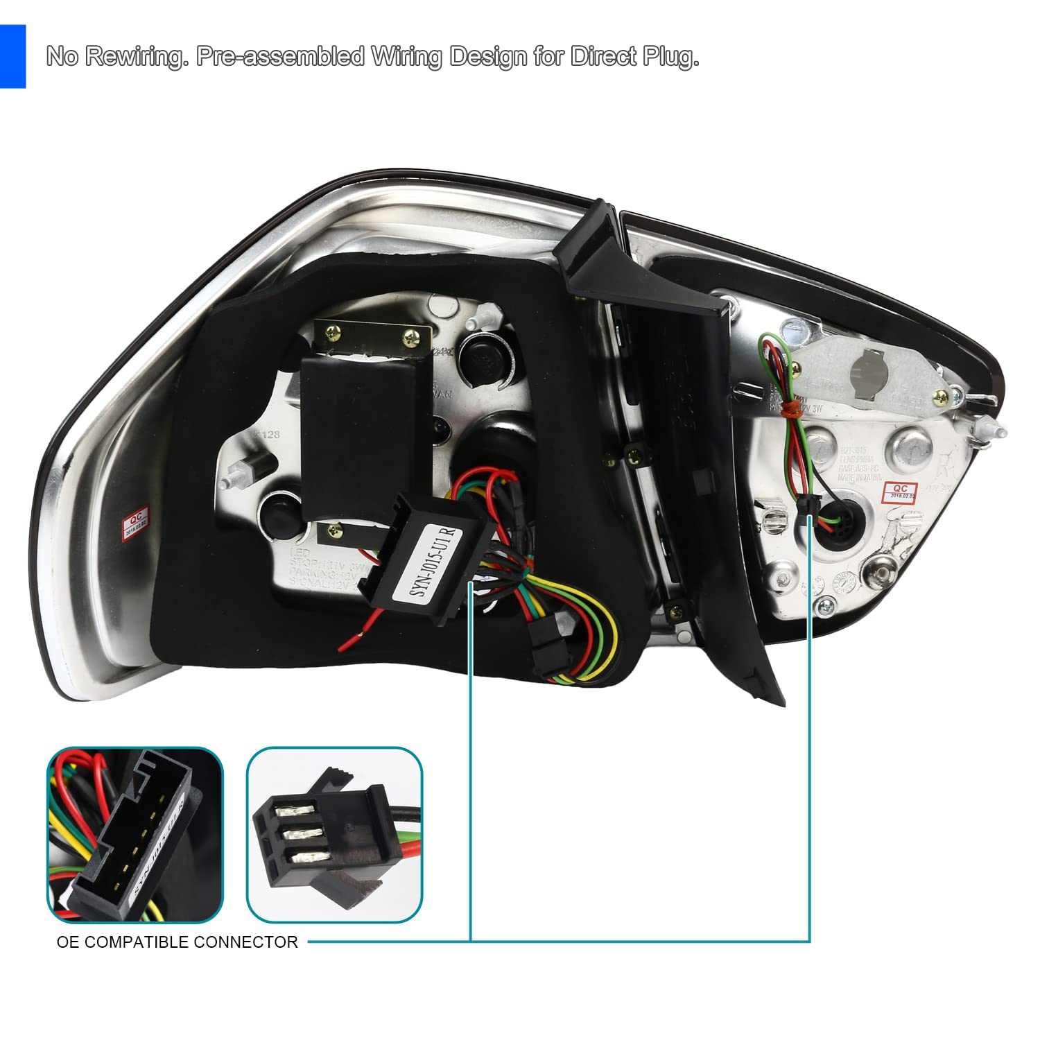 Spec-D Tuning Smoke LED Parking Tail Lights Tinted Rear Brake Lamps Compatible with 2005-2008 BMW E90 3-Series 4-Door Sedan Left