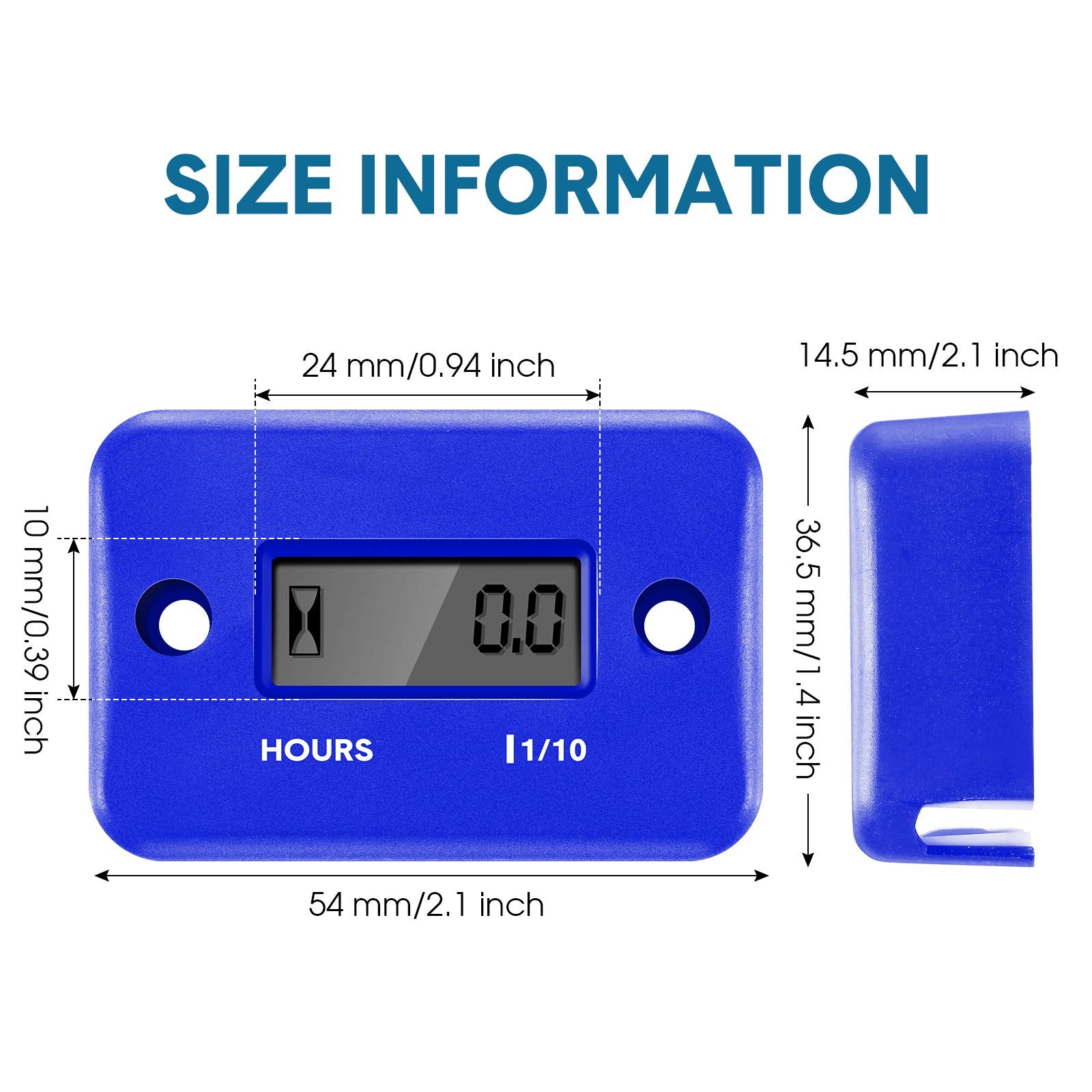 2 Pieces Inductive Hour Meter for Gas Engine Lawn Mower Dirt Bike Motorcycle Motocross Snowmobile Karting Marine ATV Boat Outboa