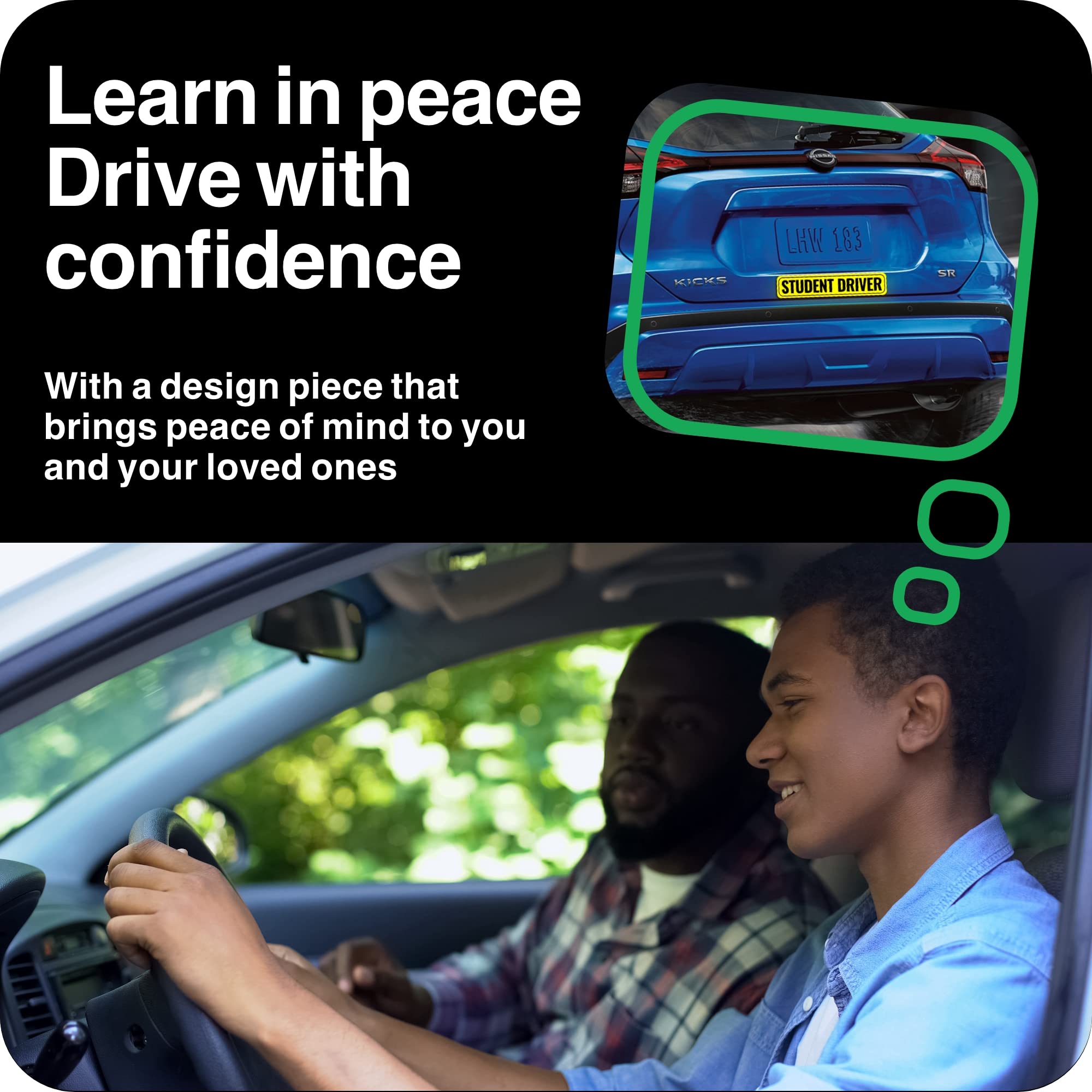 Adheisign Student Driver Magnet | Removable & Reflective New Driver Sticker Decal For Car | Extra-Long Strong Adhesive Magnet W/ Bold Visible Letters (2-Pack) (Yellow & Black), Twin Xl