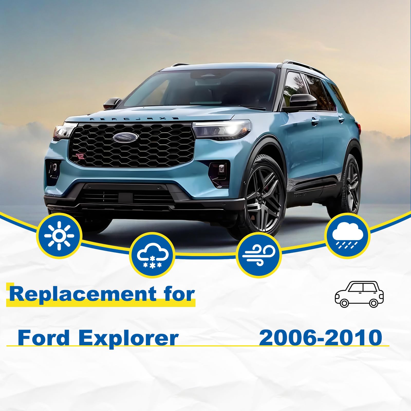 Hrsno 20''+20'' Windshield Wipers With 13'' Rear Wiper Blade Sets Automotive Replacement For Ford Explorer 2006-2010,Easy For In