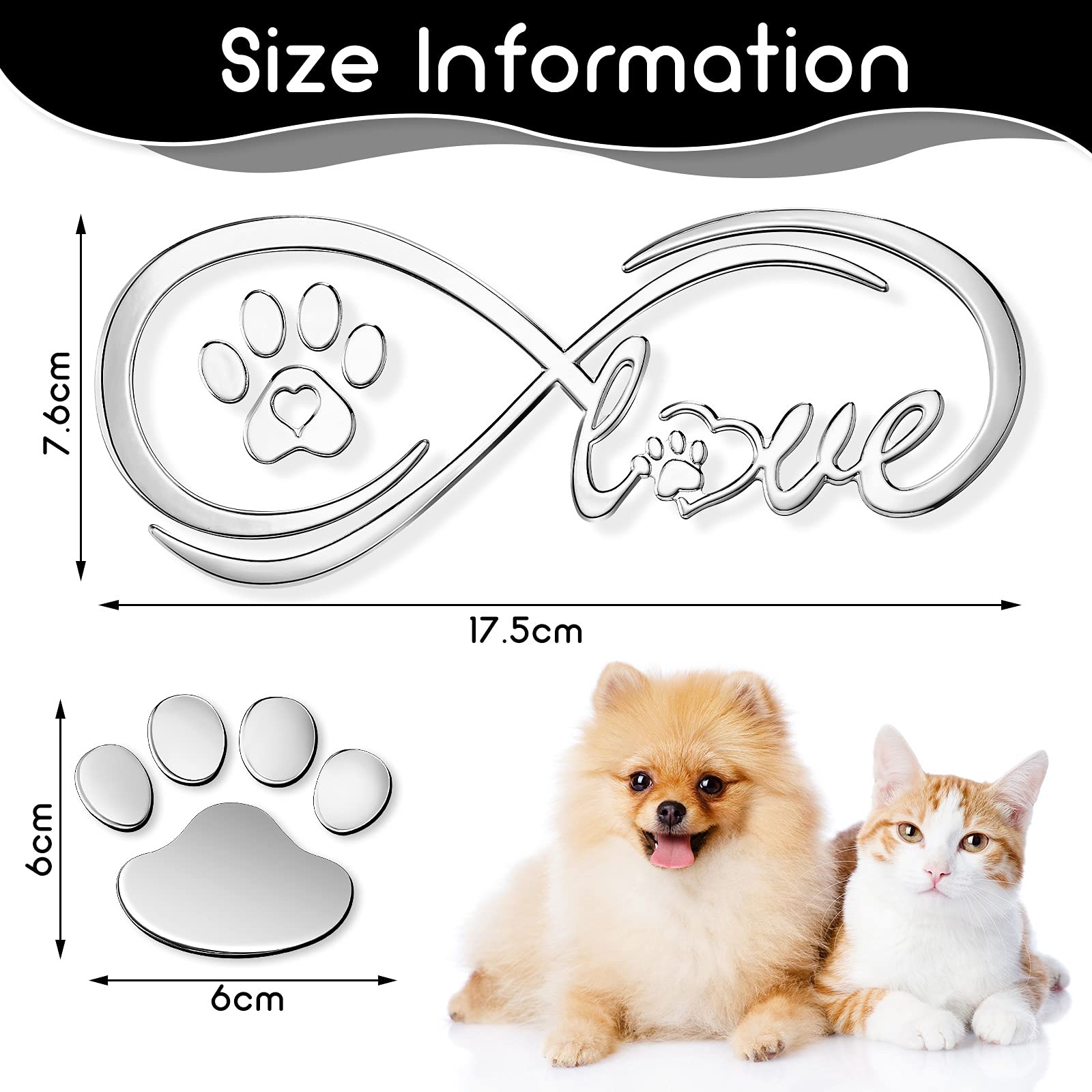 10 Pcs 3D Paw Print Car Decals Window Decal Heart Paw Car Sticker Dog Footprint Self Adhesive Car Decoration Bumper Window Lapto