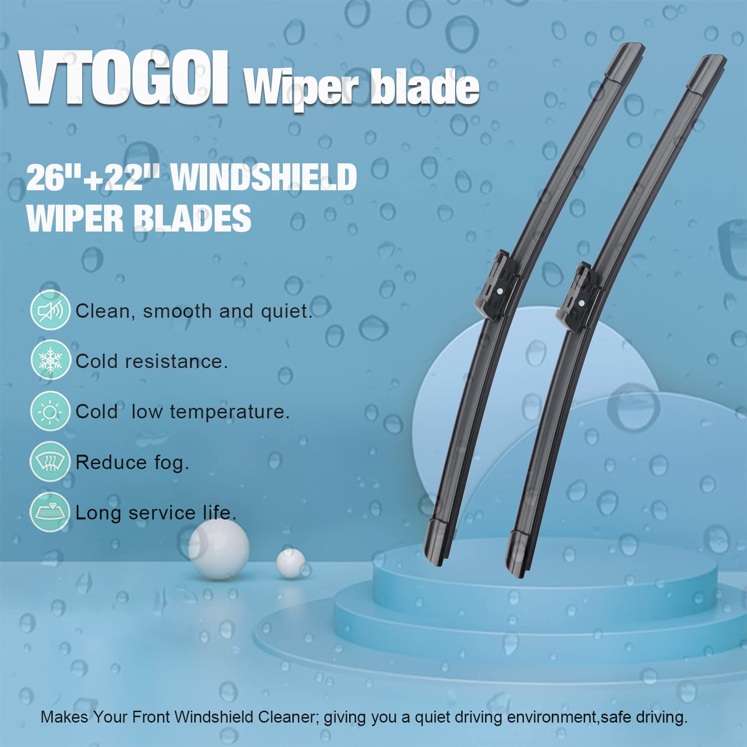 Vtogoi Wiper Blades With Rear Wiper Blades Set For Volkswagen Touareg 2017-2018,Automotive Replacement Windshield Wiper Blades,