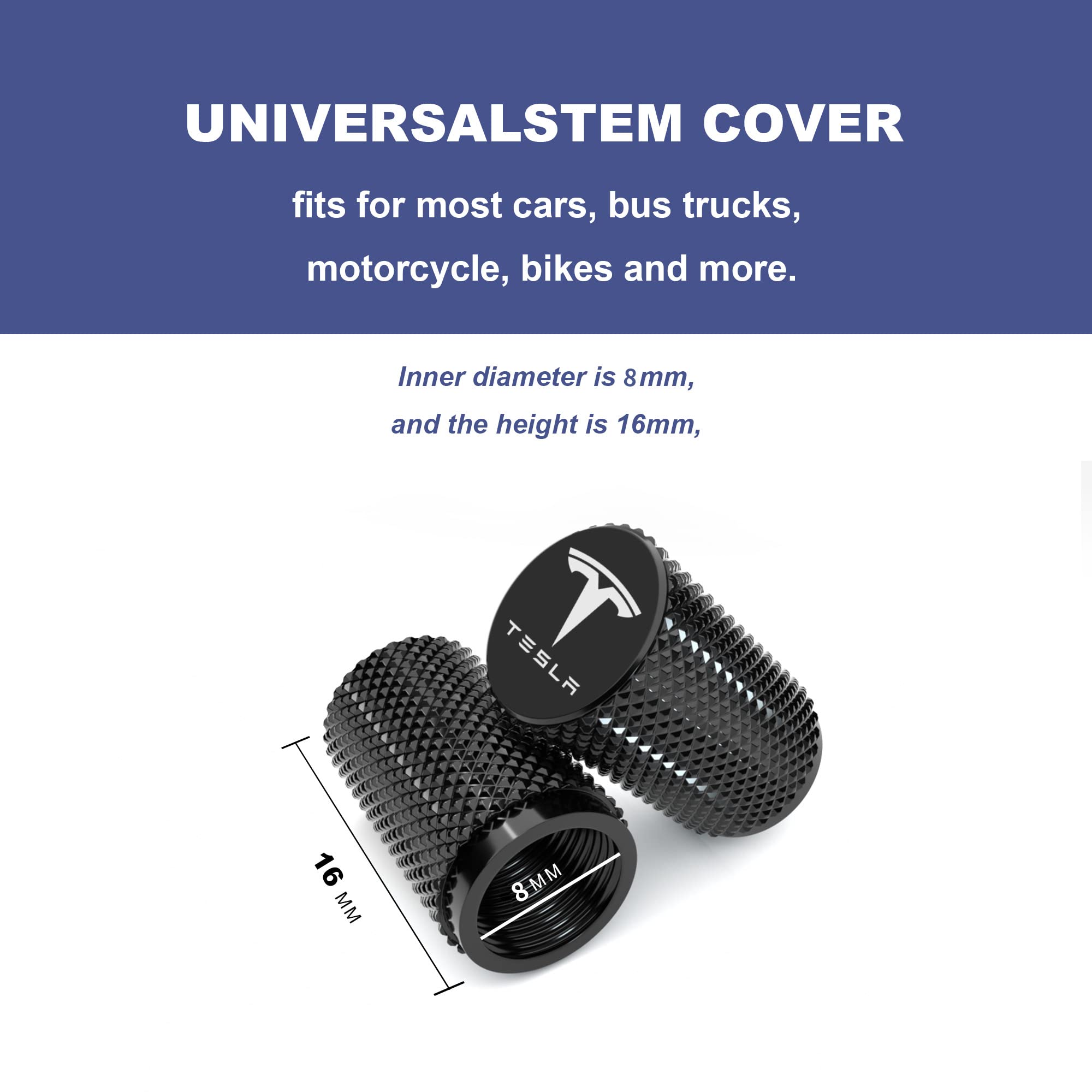 STEEL HAWK Extended Knurled Tire Air Valve Caps, Stainless Steel, 4 Pack, PVD Rose Gold, Model SH7854G