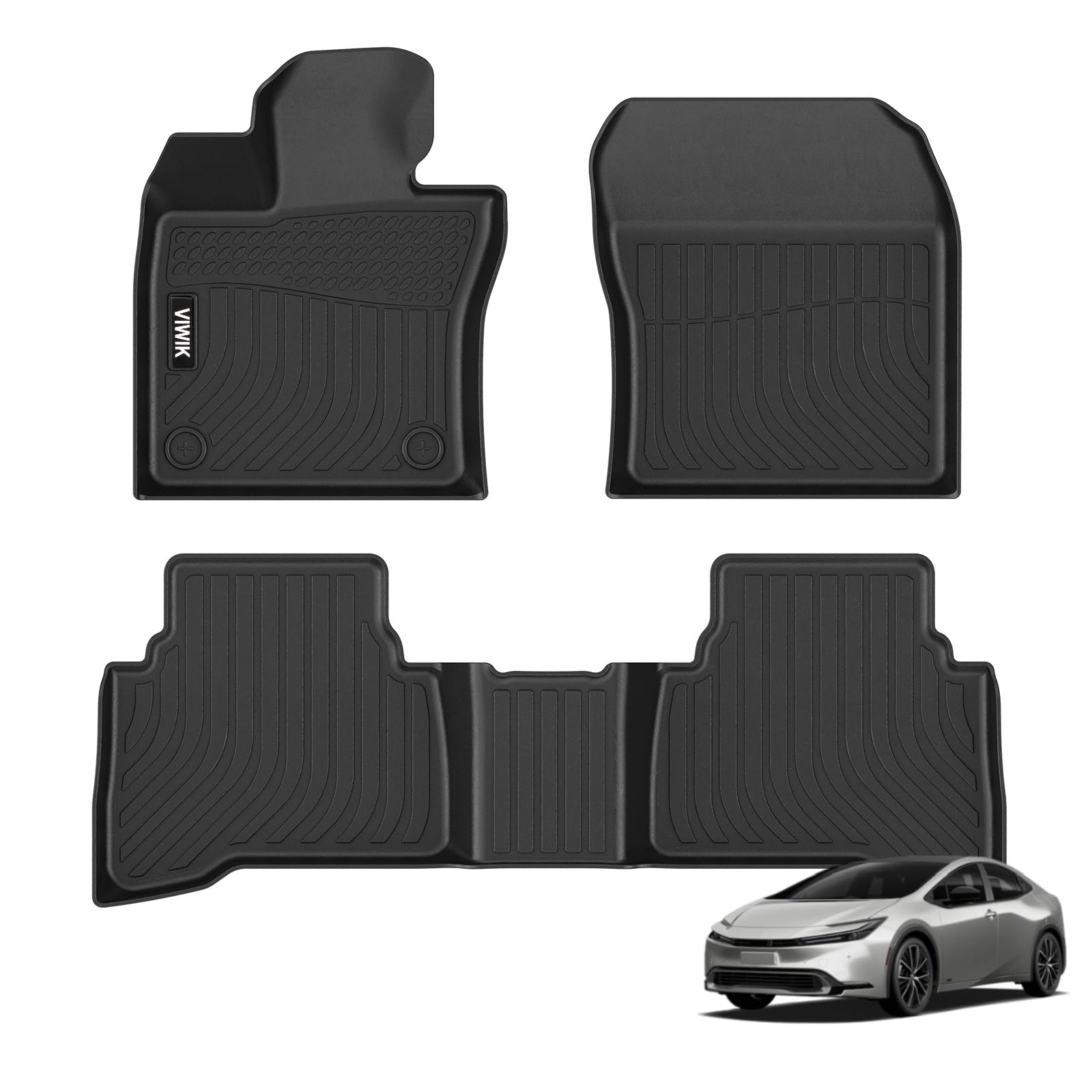 Viwik Floor Mats Fit For Toyota Prius 2023 2024, Tpe Floor Liners All Weather Custom Car Mats Full Set 1St & 2Nd Row, Automotive Accessories For Prius 2023 2024 Odorless Non-Slip Waterproof